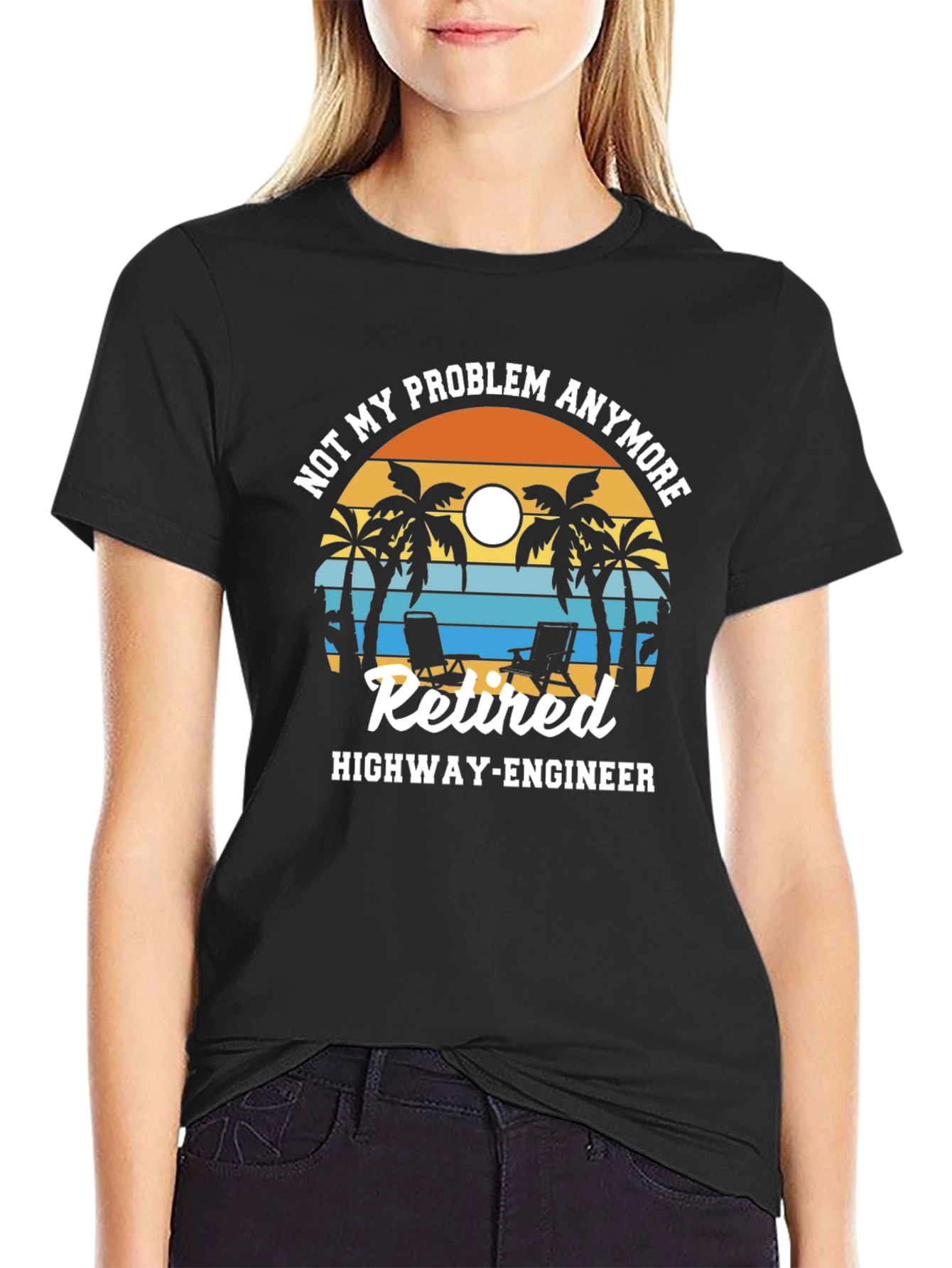 Retired Highway Engineer T-Shirt - Beach Design