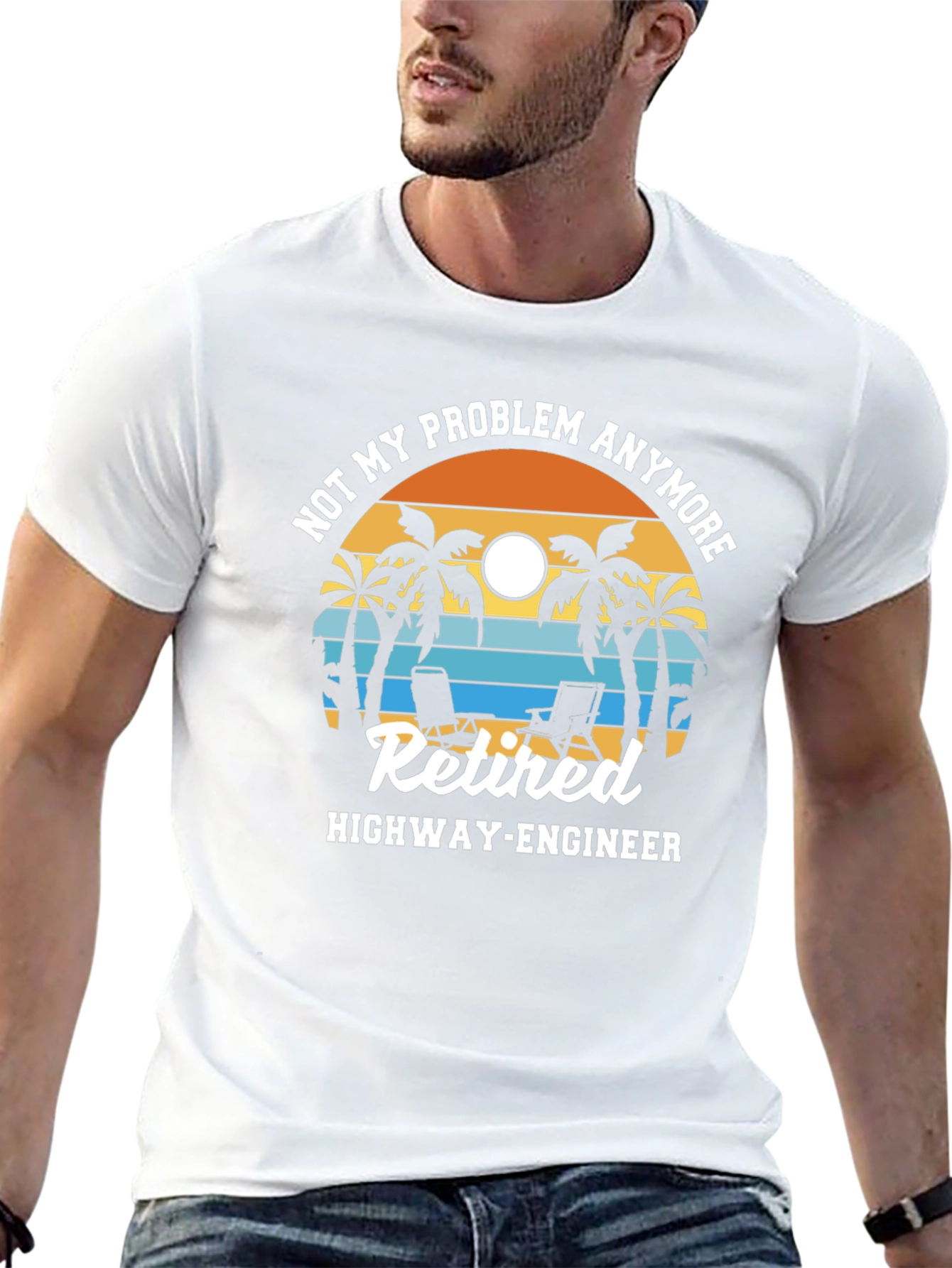Retired Highway Engineer T-Shirt - Beach Design