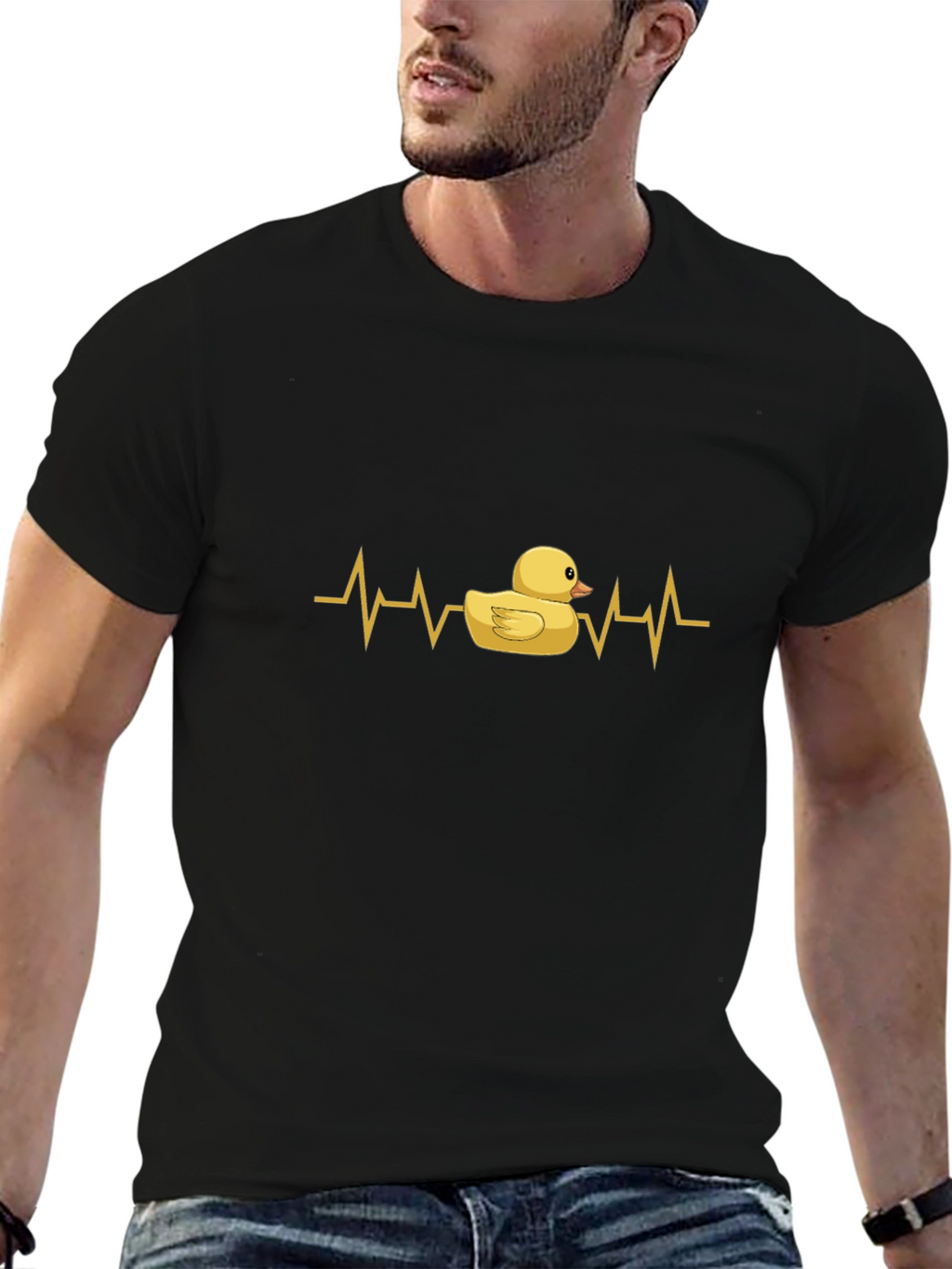 Duck Heartbeat T-Shirt - Black Cotton Tee