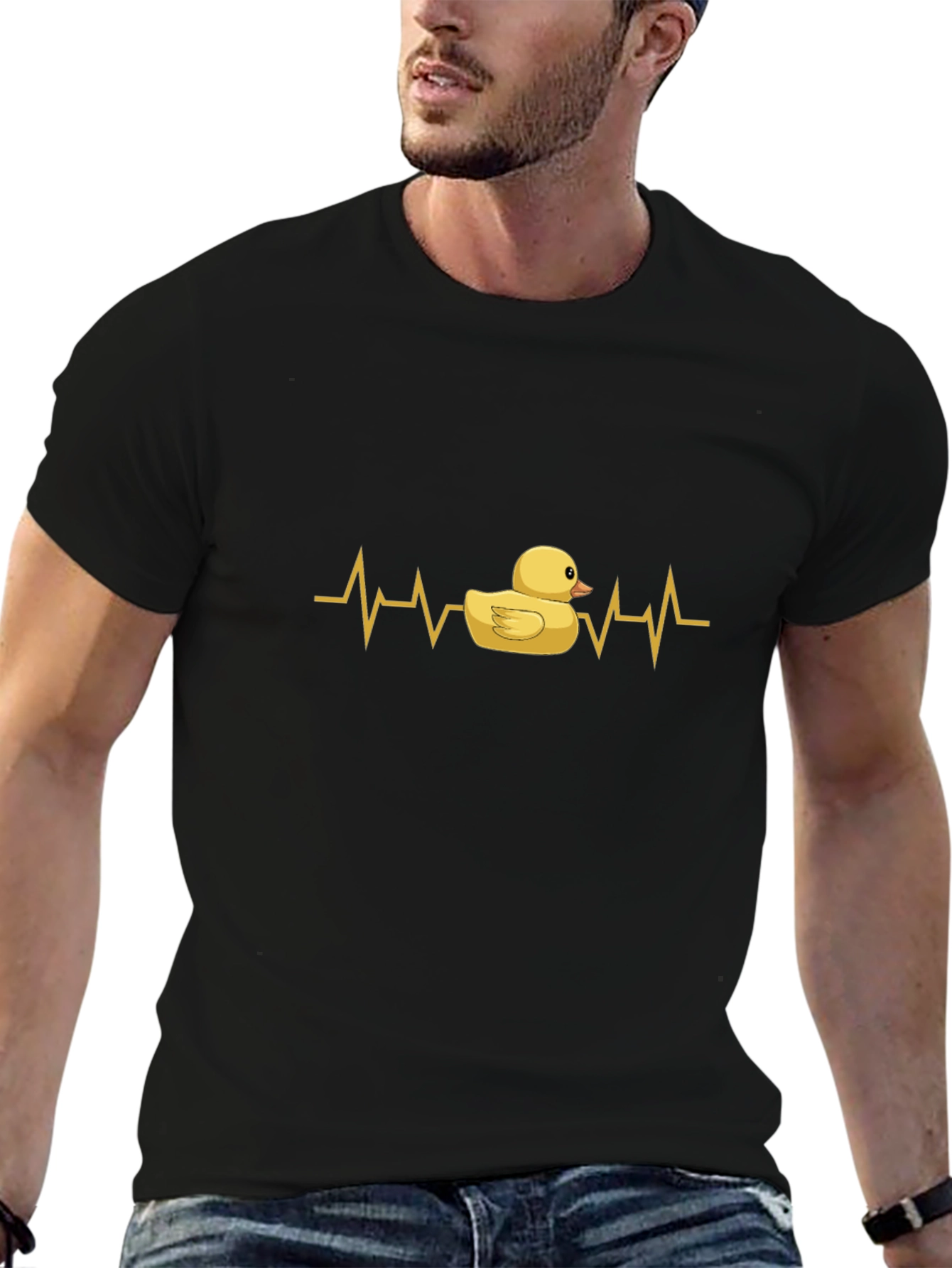 Duck Heartbeat T-Shirt - Black Cotton Tee