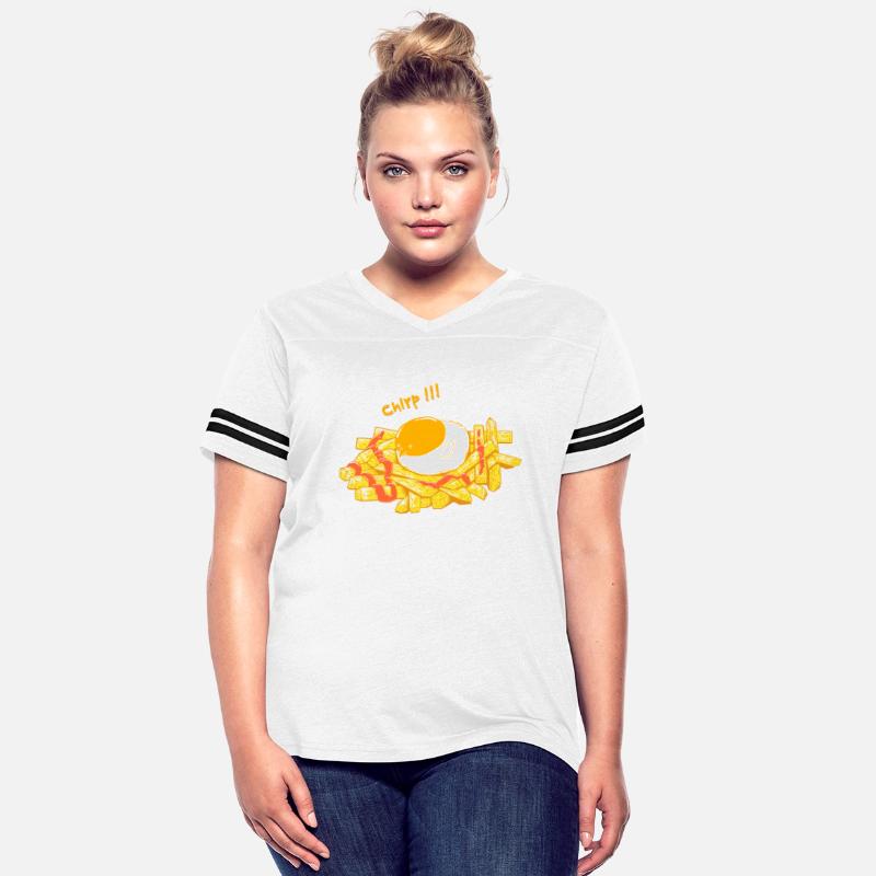 Funny Chick as Sunny Side Egg on French Fries
