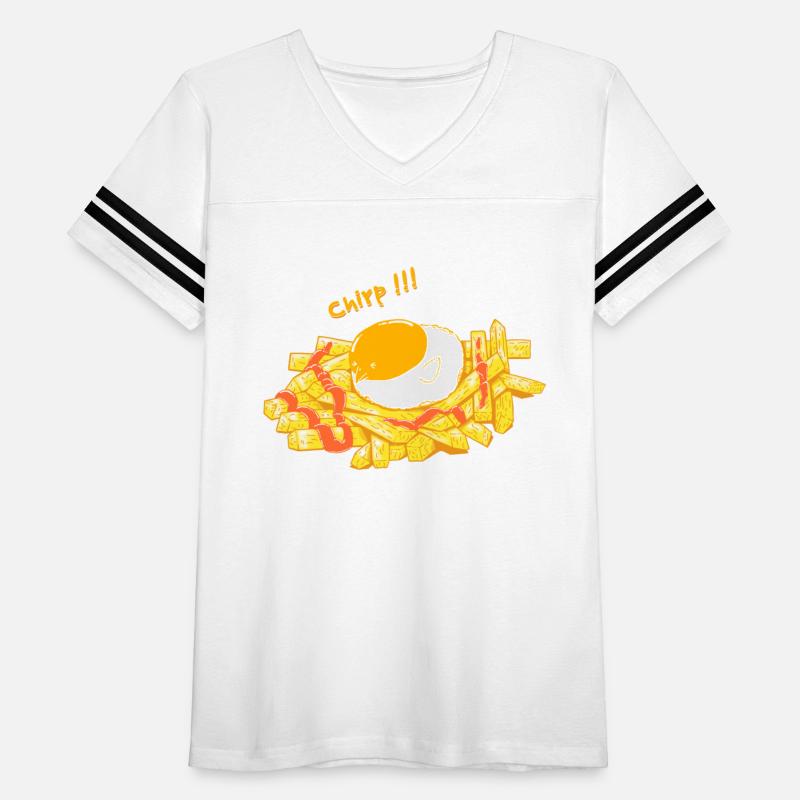 Funny Chick as Sunny Side Egg on French Fries