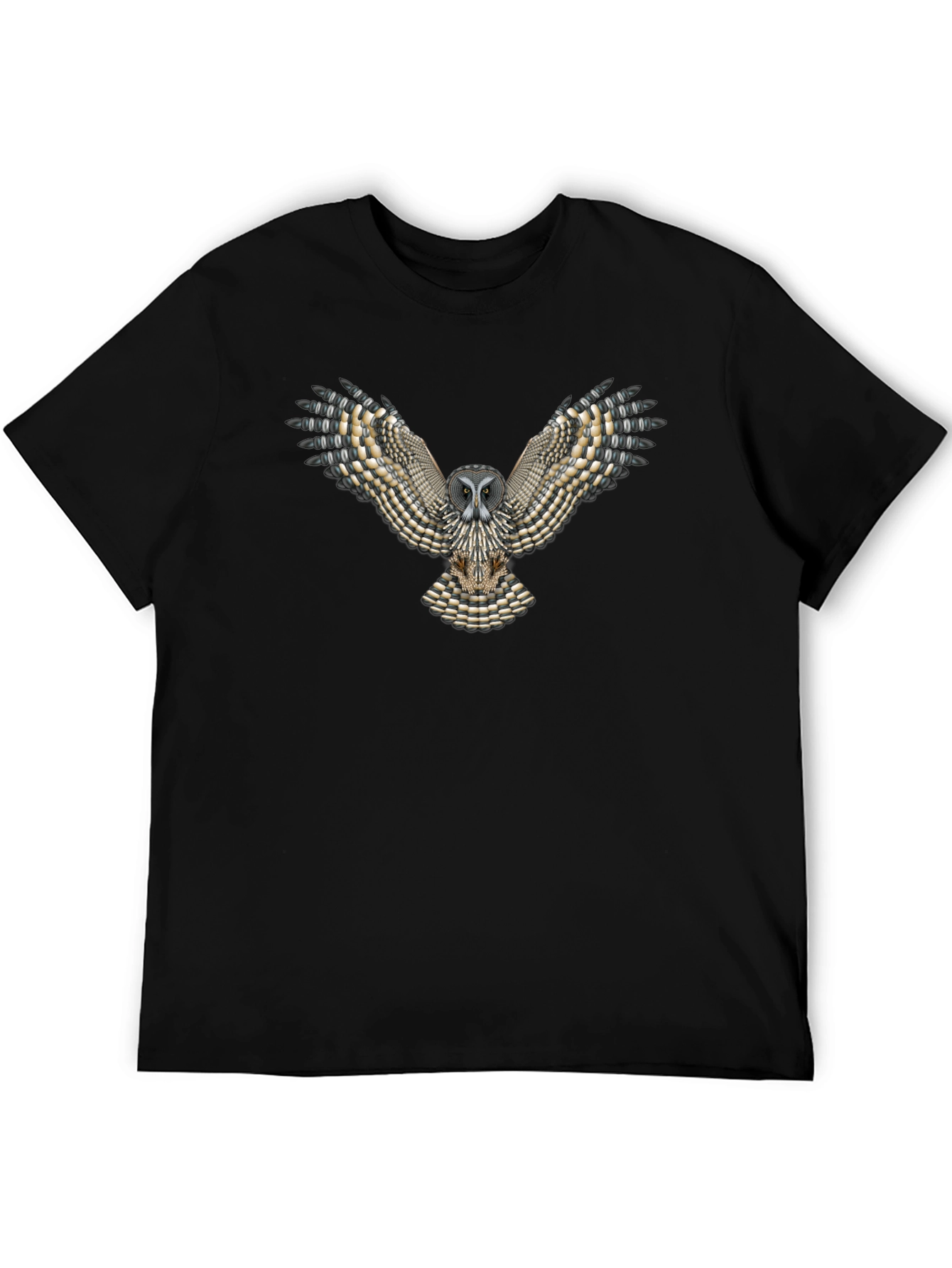 Owl Graphic Print Mens Black T-Shirt