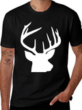 Deer Head Graphic Tee - Black Casual Shirt