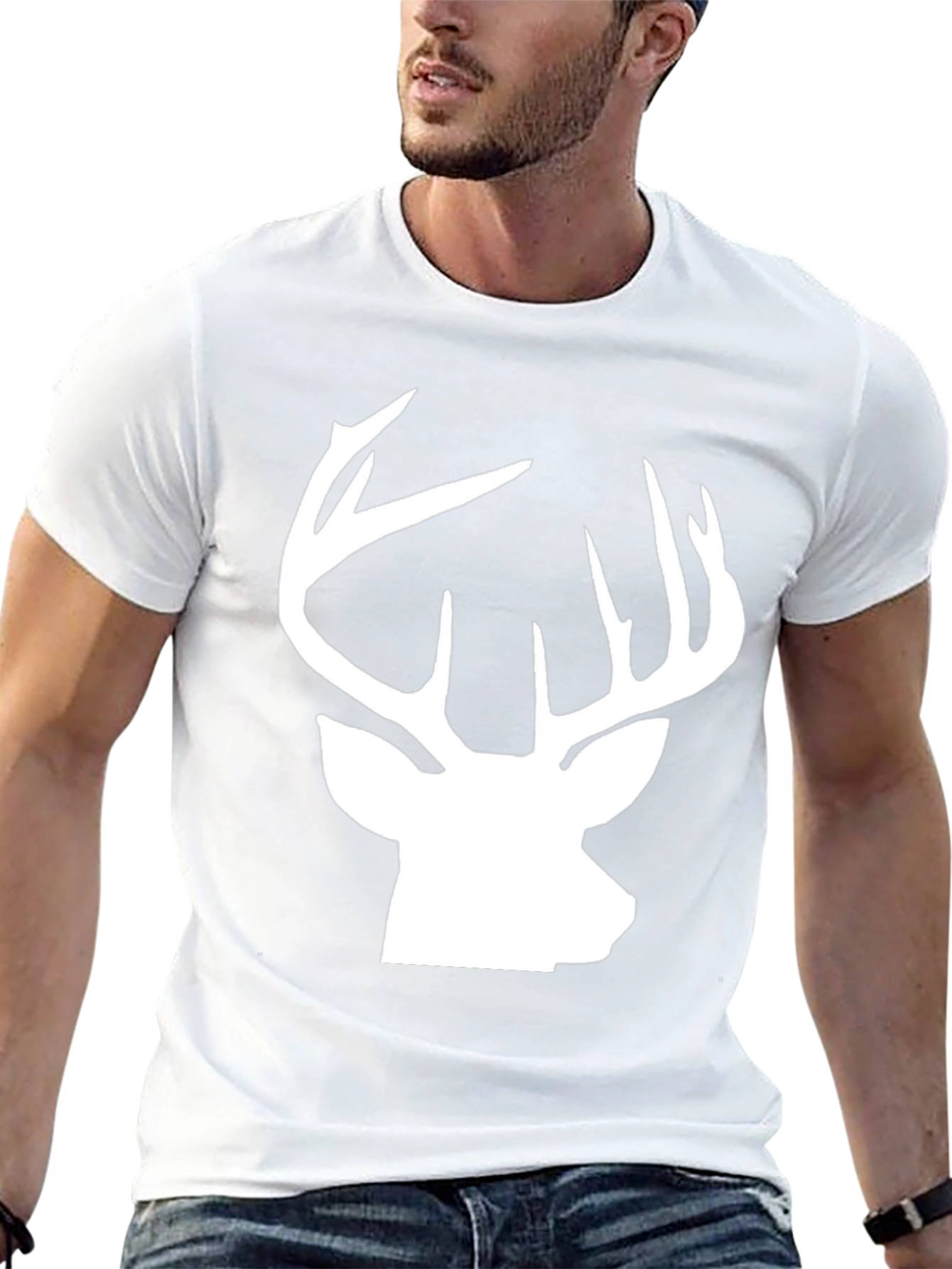 Deer Head Graphic Tee - Black Casual Shirt