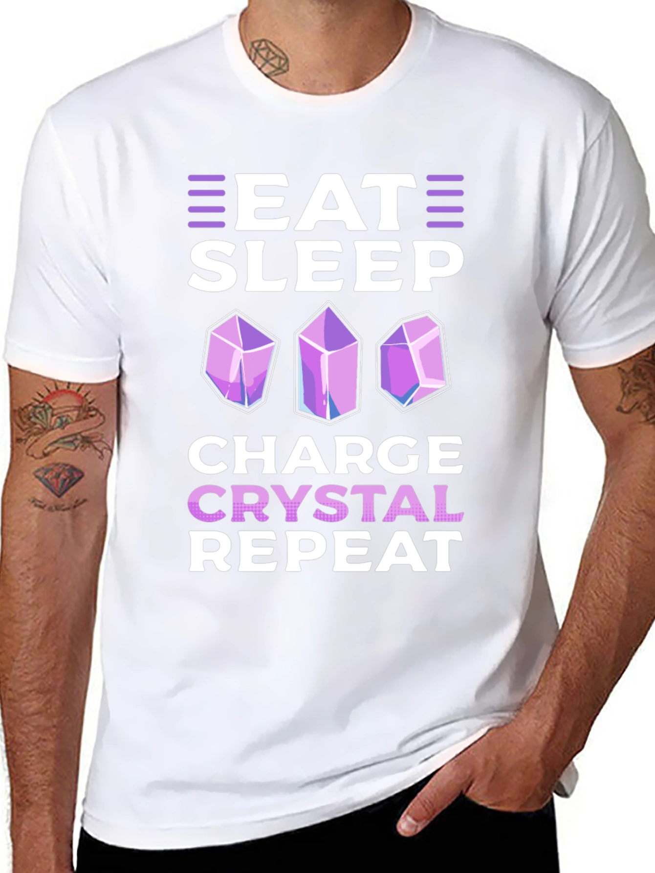 Eat Sleep Charge Crystal Repeat T-Shirt