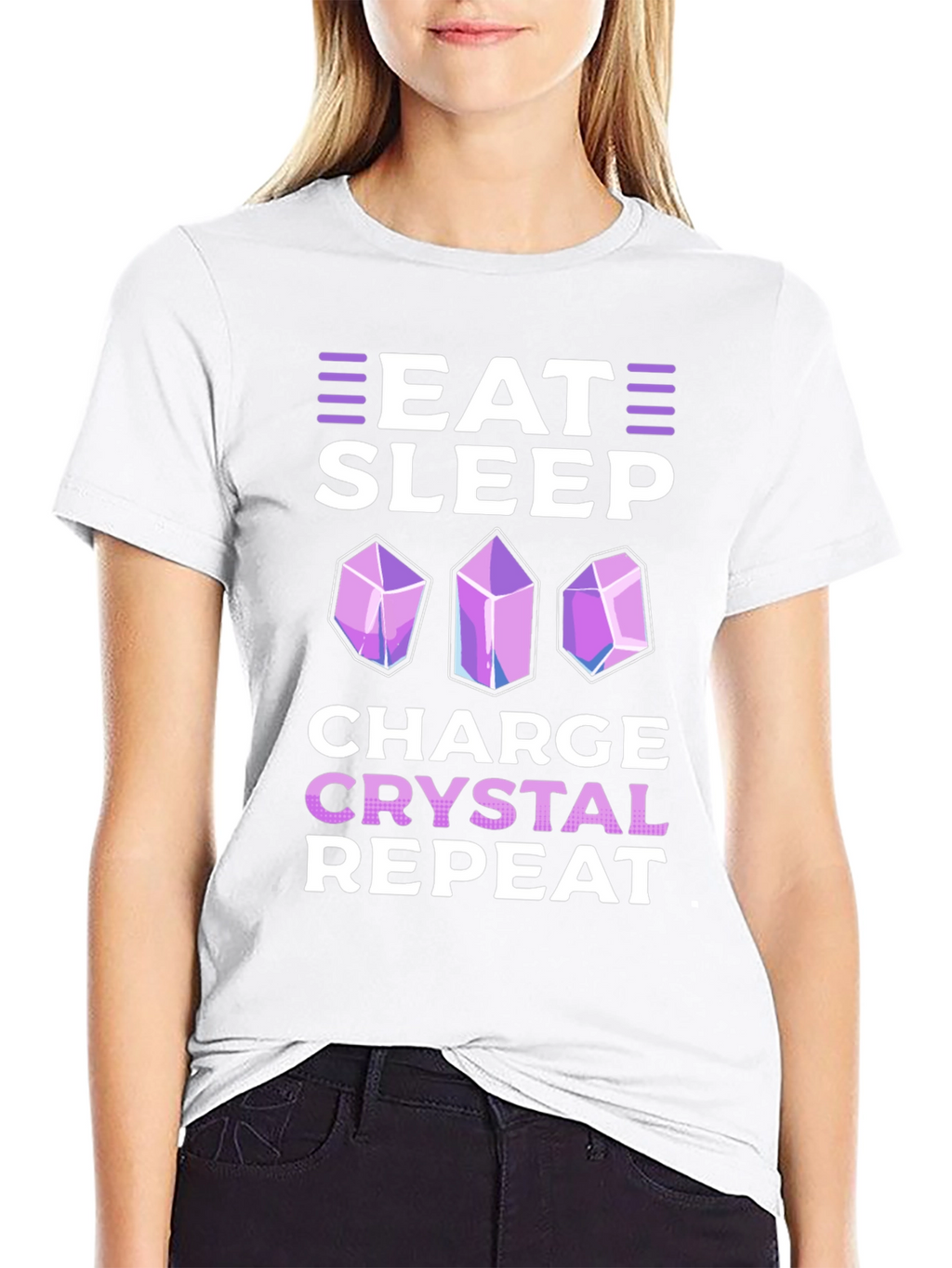Eat Sleep Charge Crystal Repeat T-Shirt