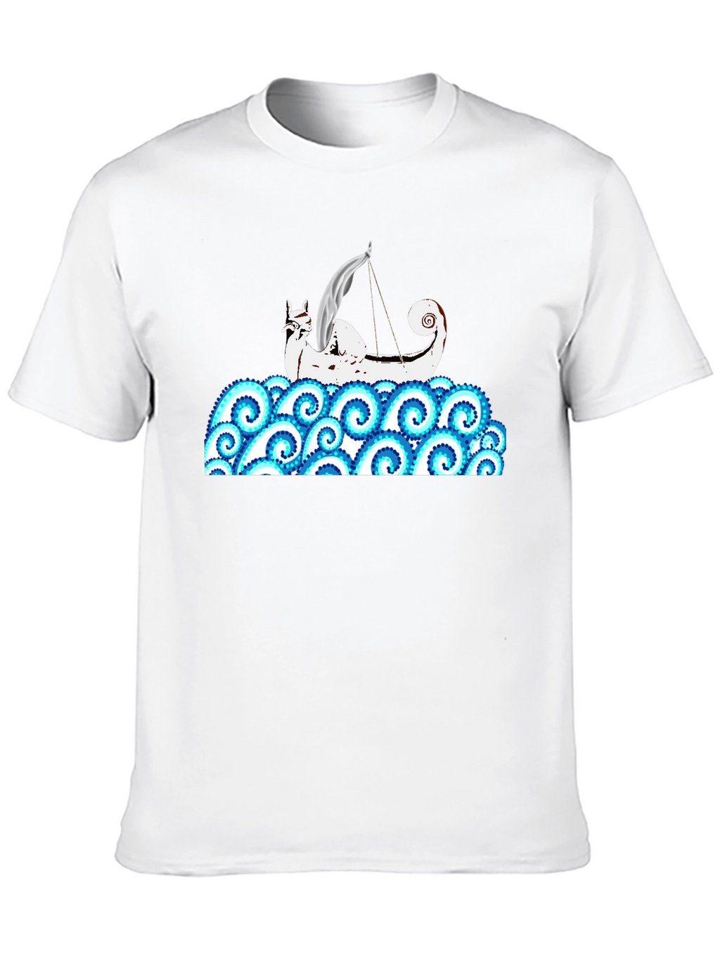 Viking Ship Kraken Wave T-Shirt - Black