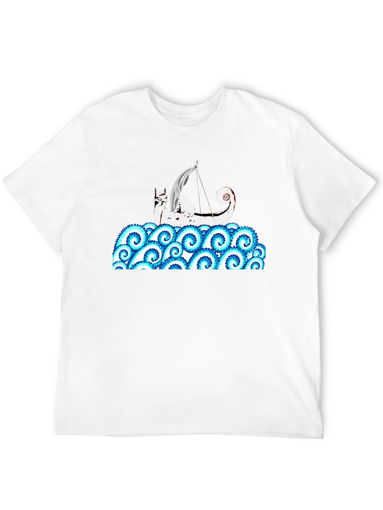 Viking Ship Kraken Wave T-Shirt - Black