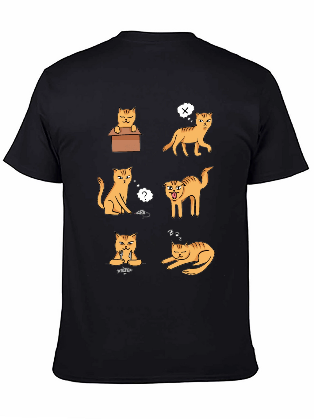 Funny Cat Graphic T-Shirt - Black