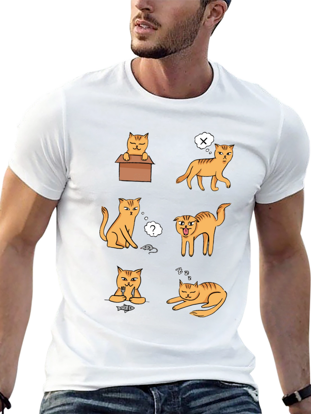 Funny Cat Graphic T-Shirt - Black