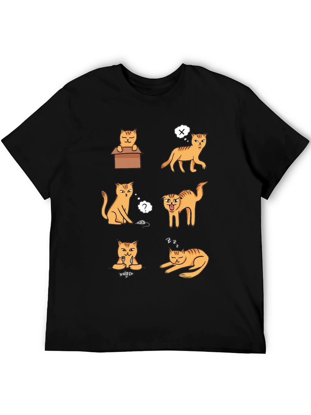 Funny Cat Graphic T-Shirt - Black