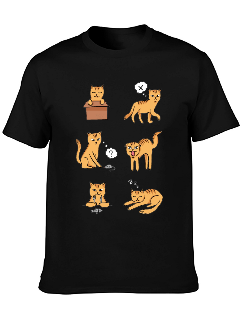 Funny Cat Graphic T-Shirt - Black