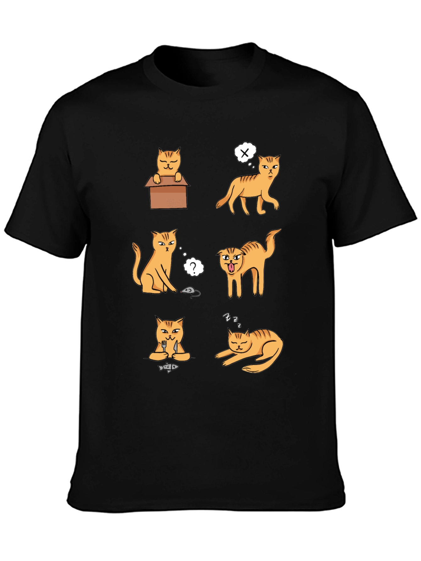 Funny Cat Graphic T-Shirt - Black