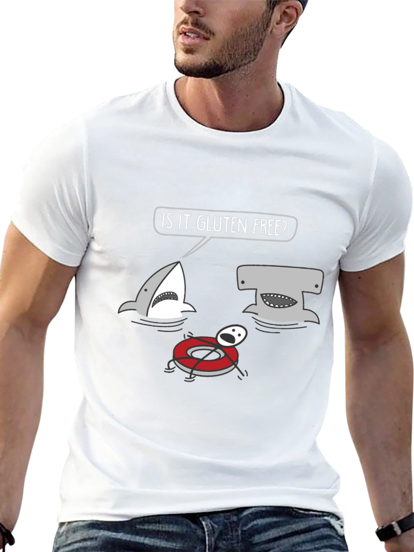 Gluten Free Shark Humor Graphic Tee