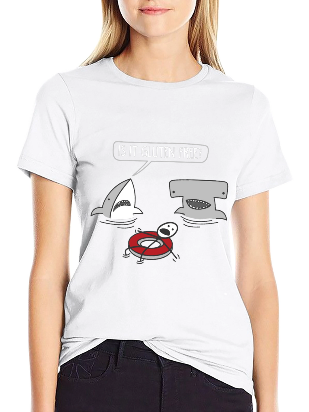 Gluten Free Shark Humor Graphic Tee
