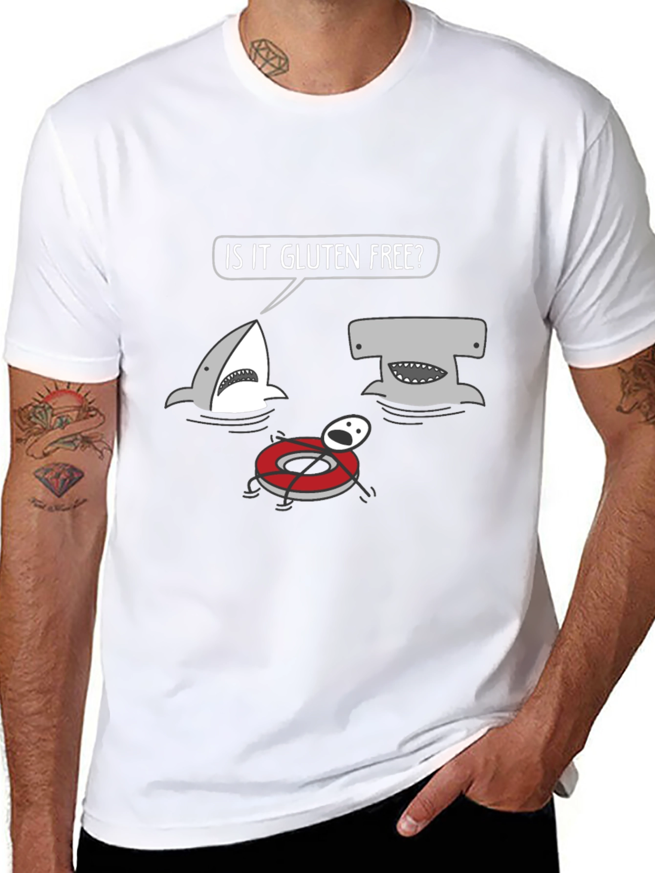 Gluten Free Shark Humor Graphic Tee