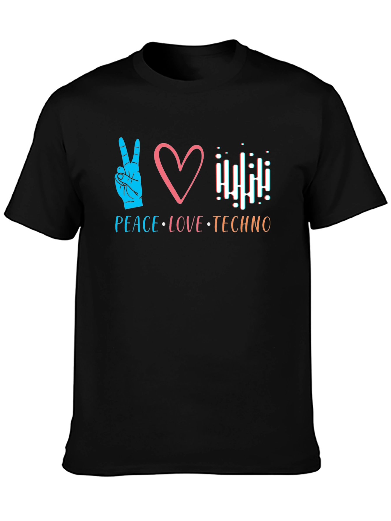Peace Love Techno Black T-Shirt