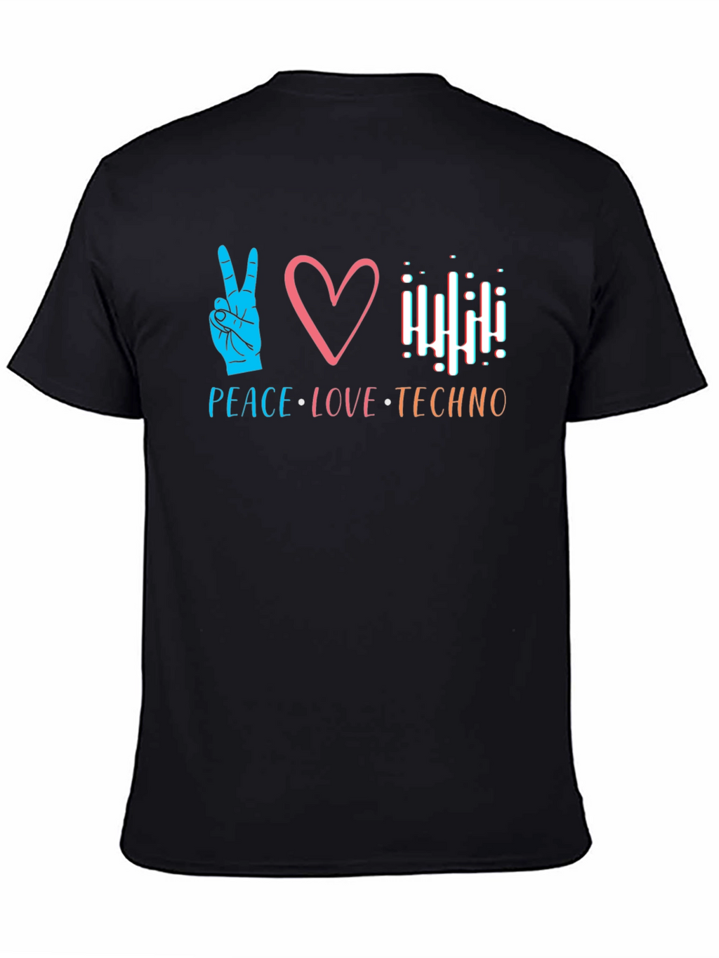 Peace Love Techno Black T-Shirt