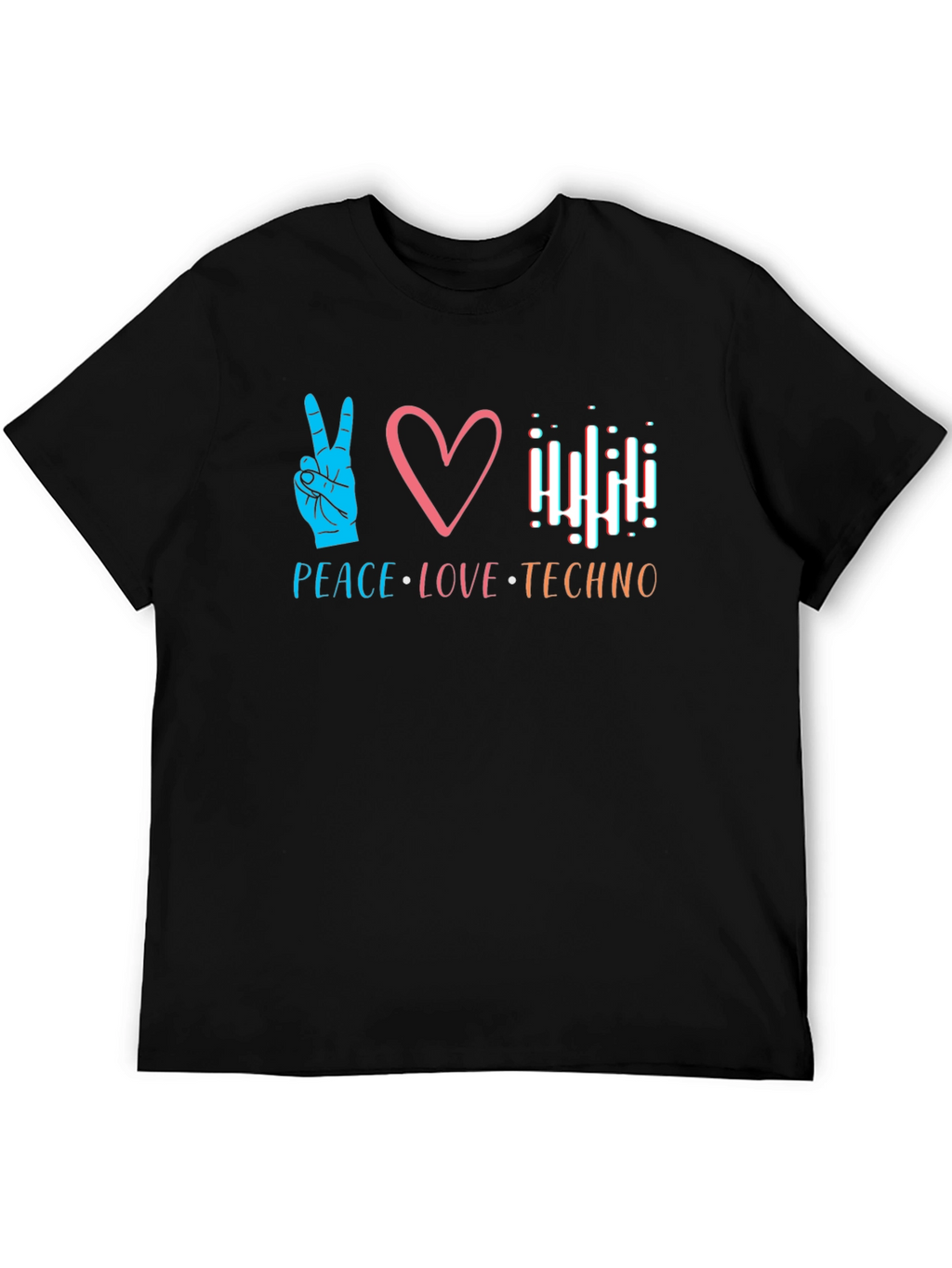 Peace Love Techno Black T-Shirt