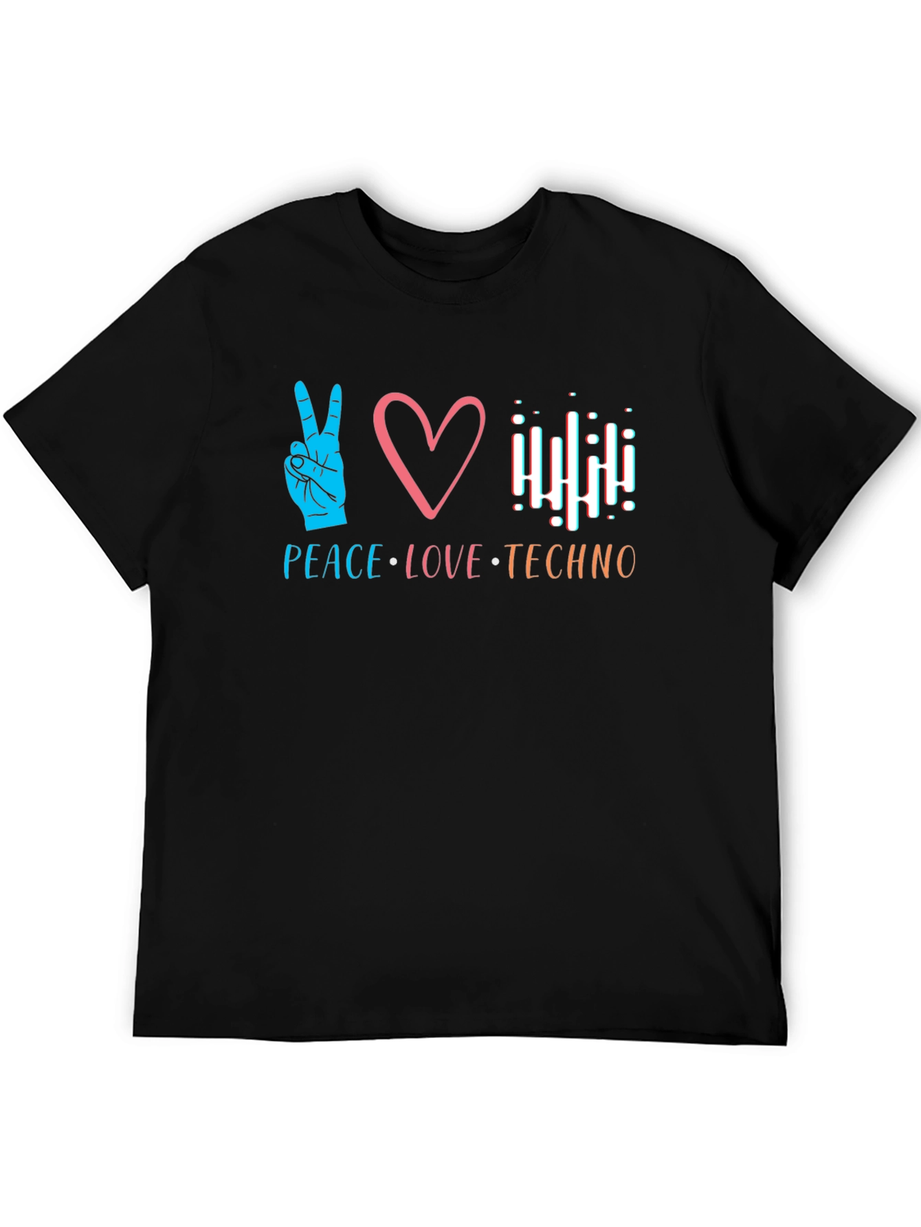 Peace Love Techno Black T-Shirt