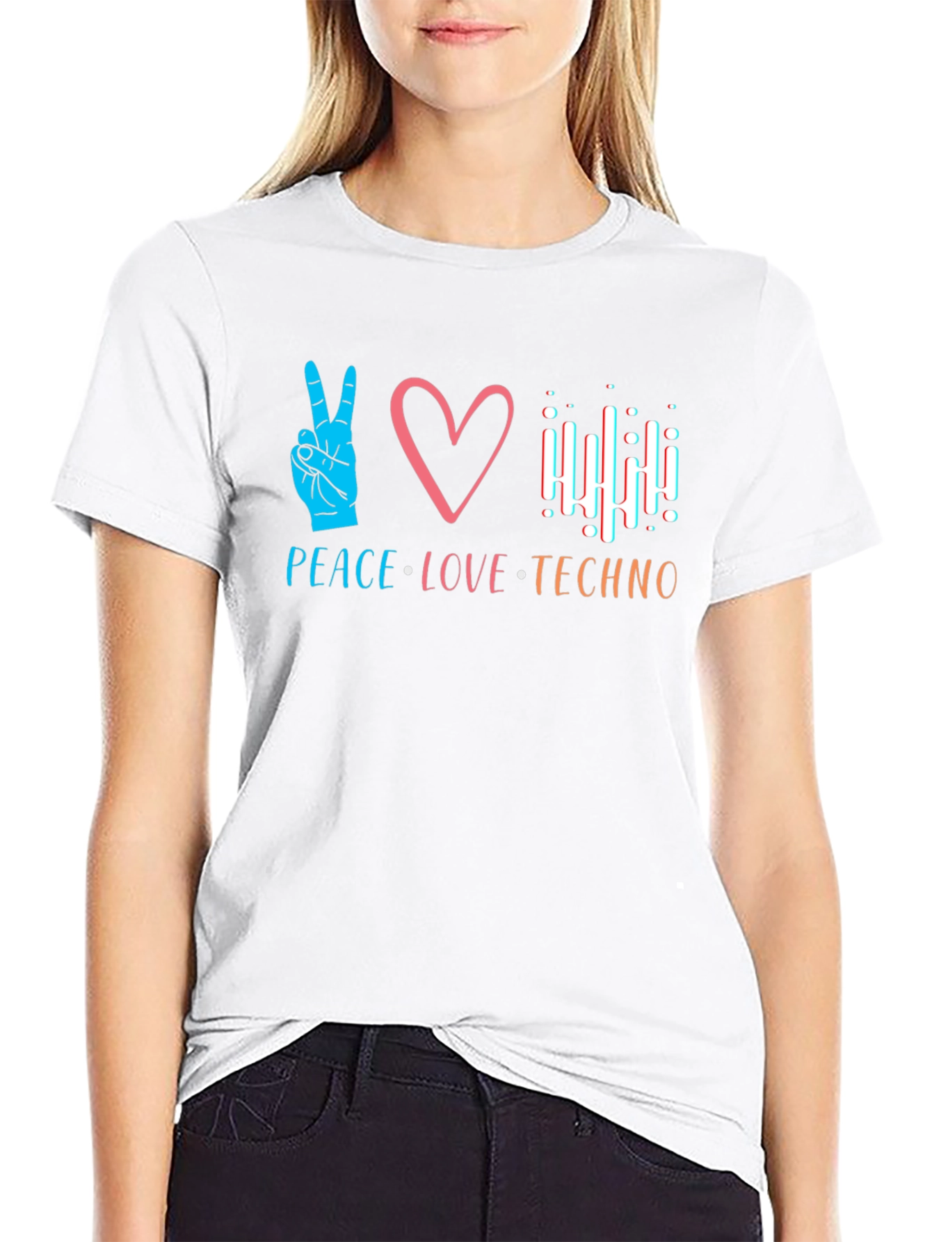 Peace Love Techno Black T-Shirt