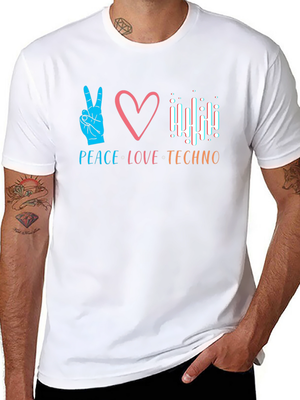 Peace Love Techno Black T-Shirt