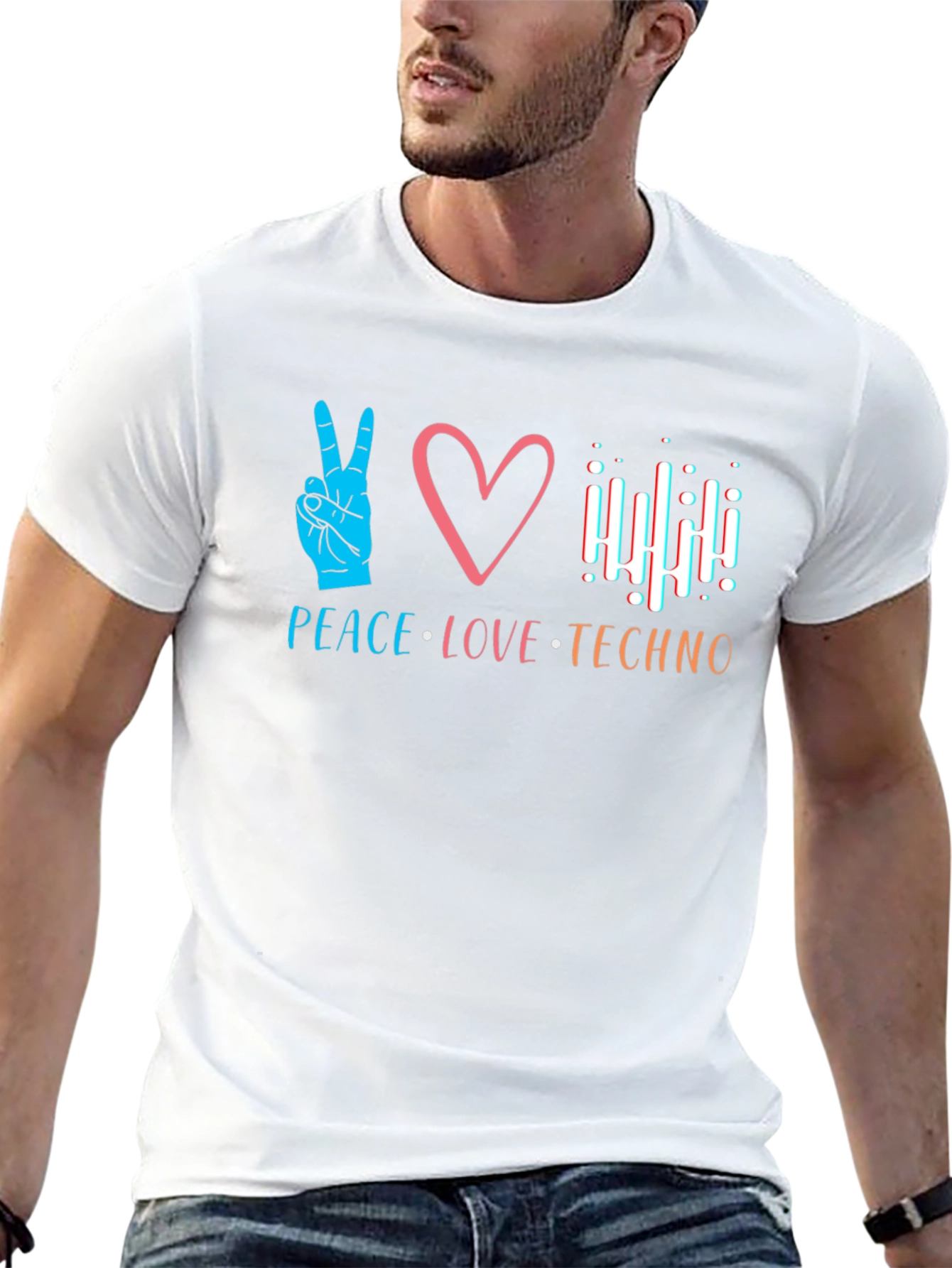 Peace Love Techno Black T-Shirt