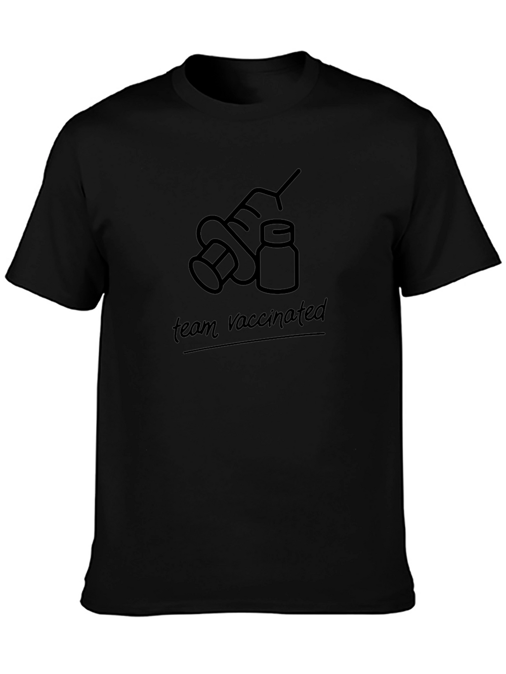 Team Vaccinated Graphic T-Shirt - Black Cotton Tee