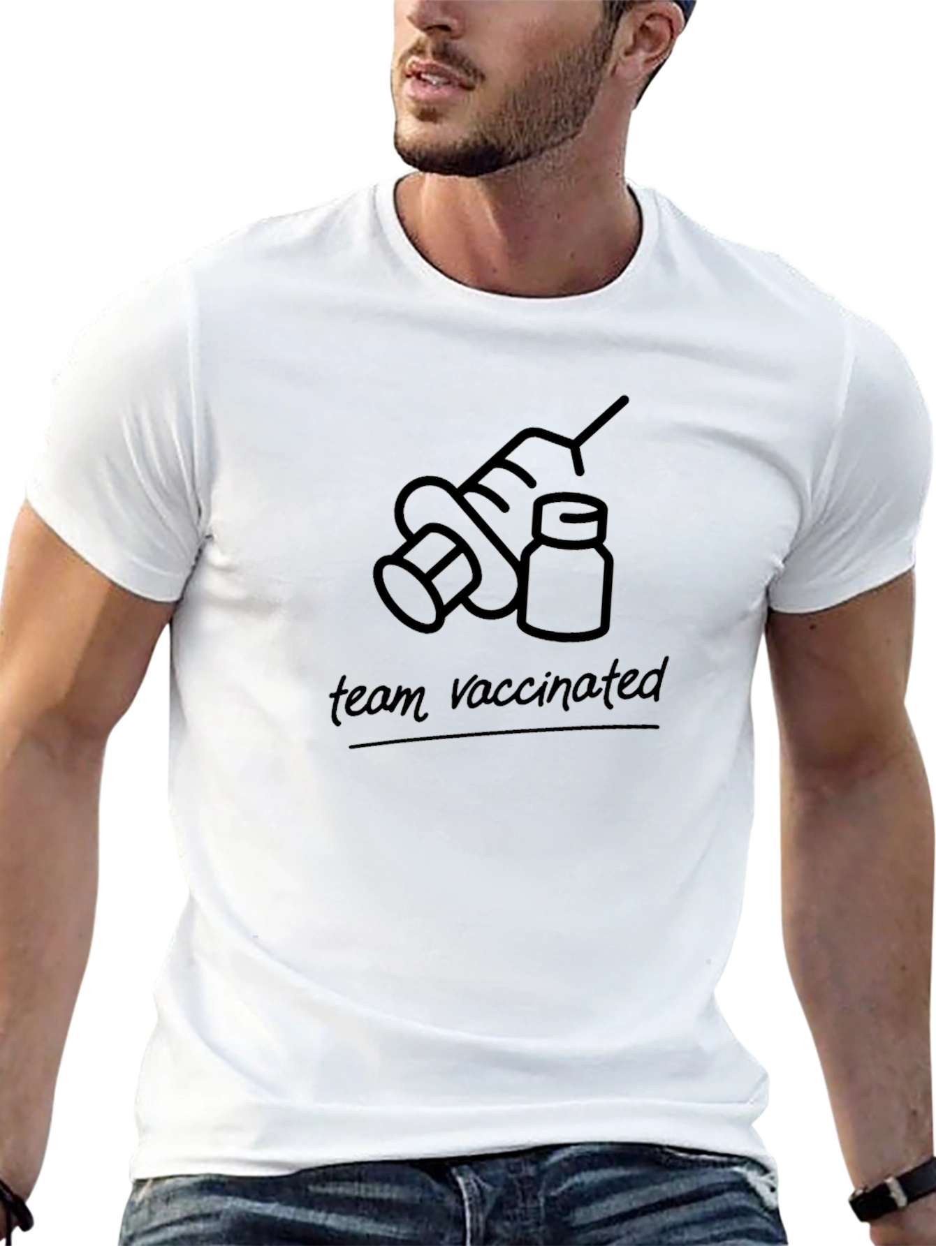 Team Vaccinated Graphic T-Shirt - Black Cotton Tee