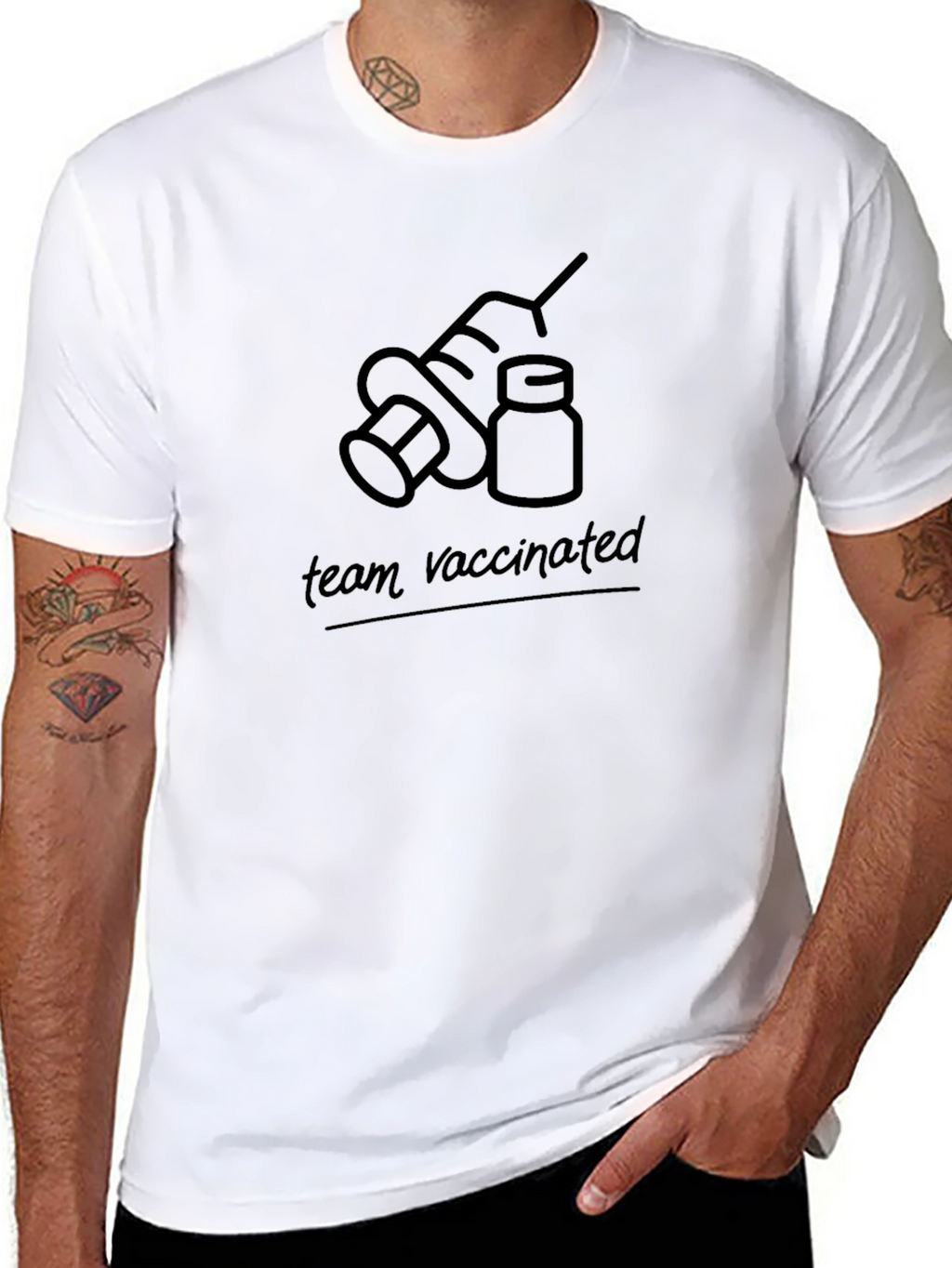 Team Vaccinated Graphic T-Shirt - Black Cotton Tee