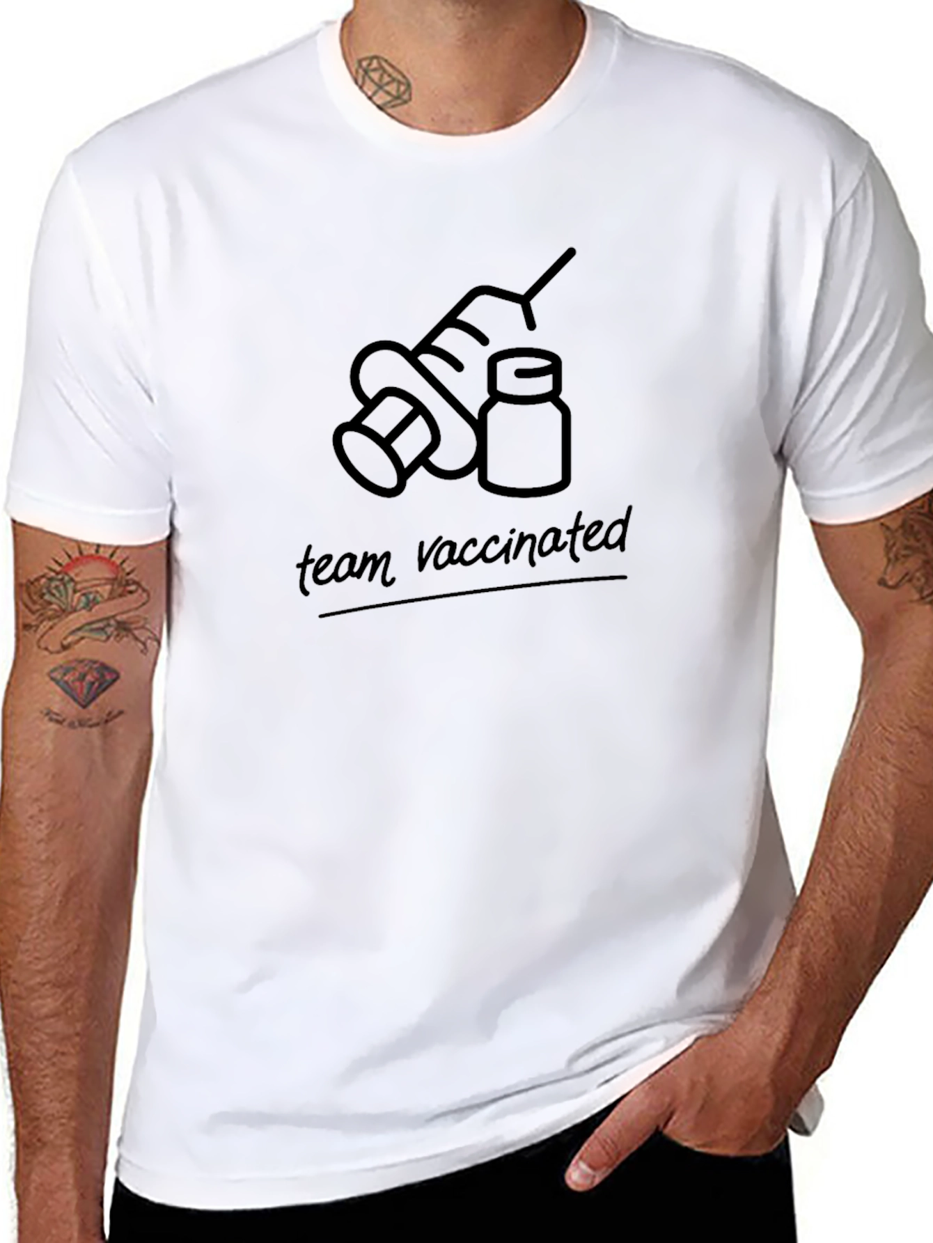 Team Vaccinated Graphic T-Shirt - Black Cotton Tee