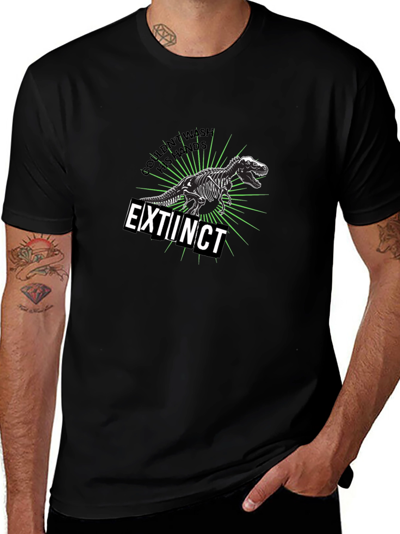 Extinct Dinosaur Graphic T-Shirt - Black