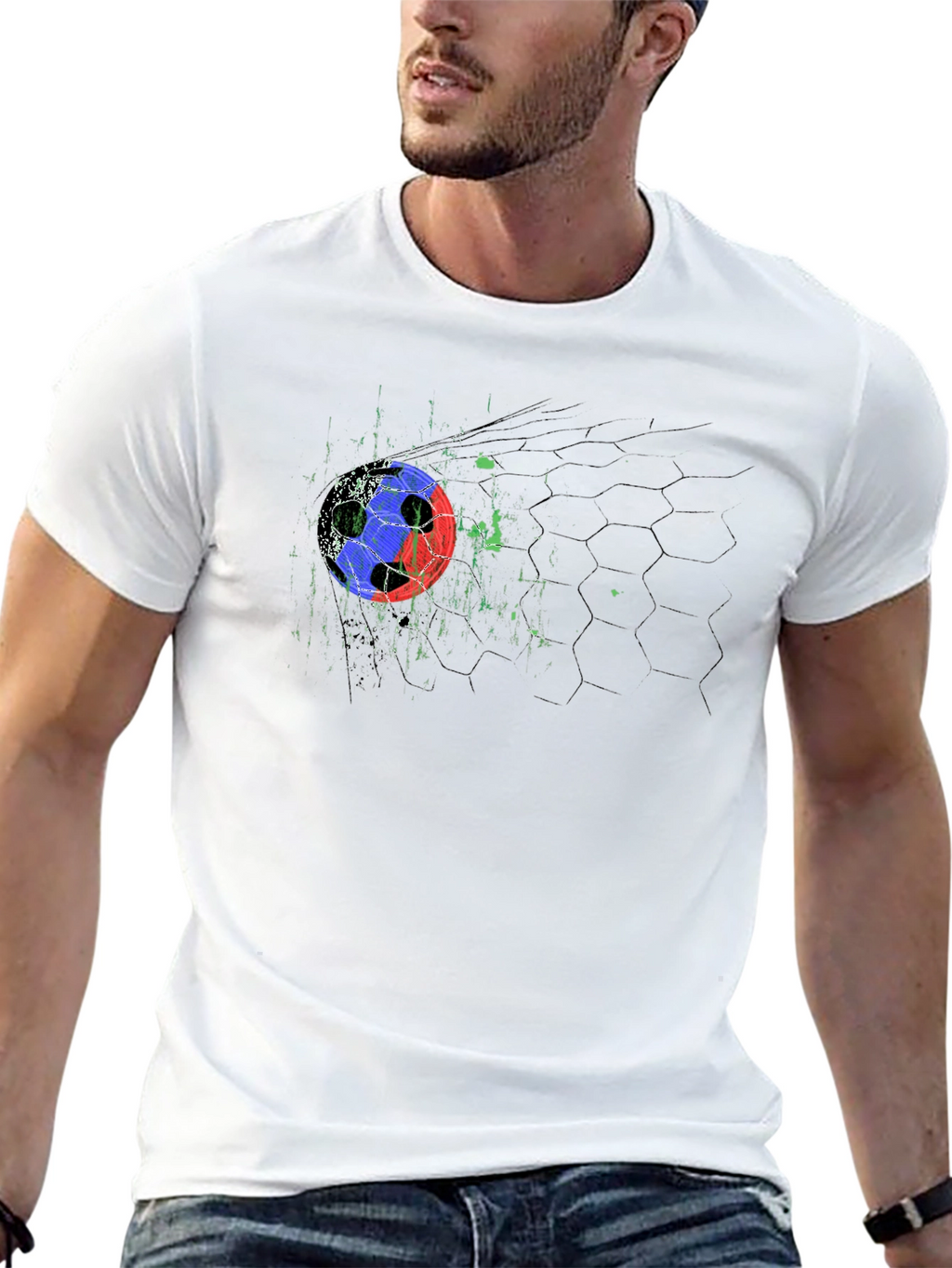 Soccer Goal Graphic Black T-Shirt