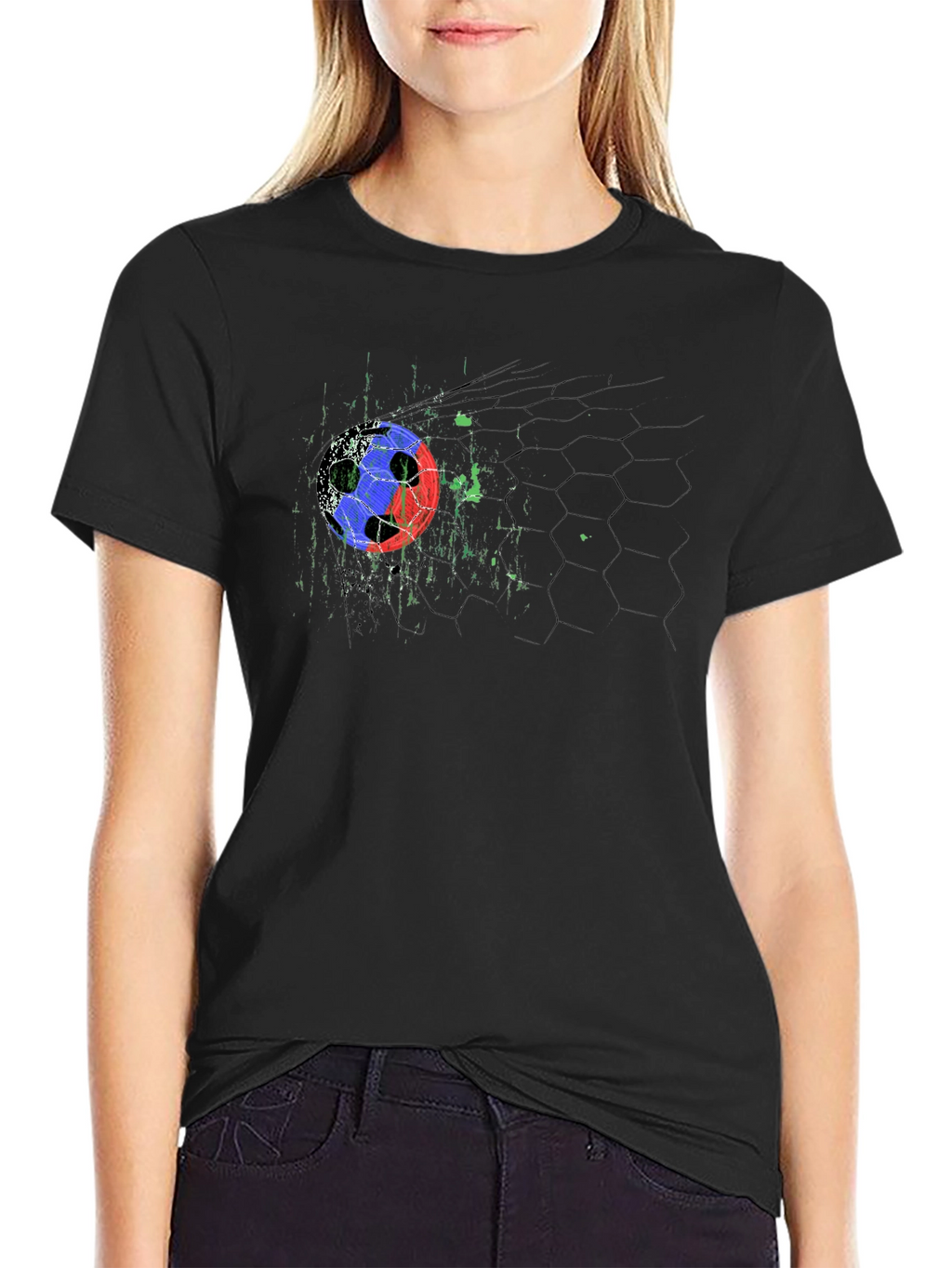 Soccer Goal Graphic Black T-Shirt
