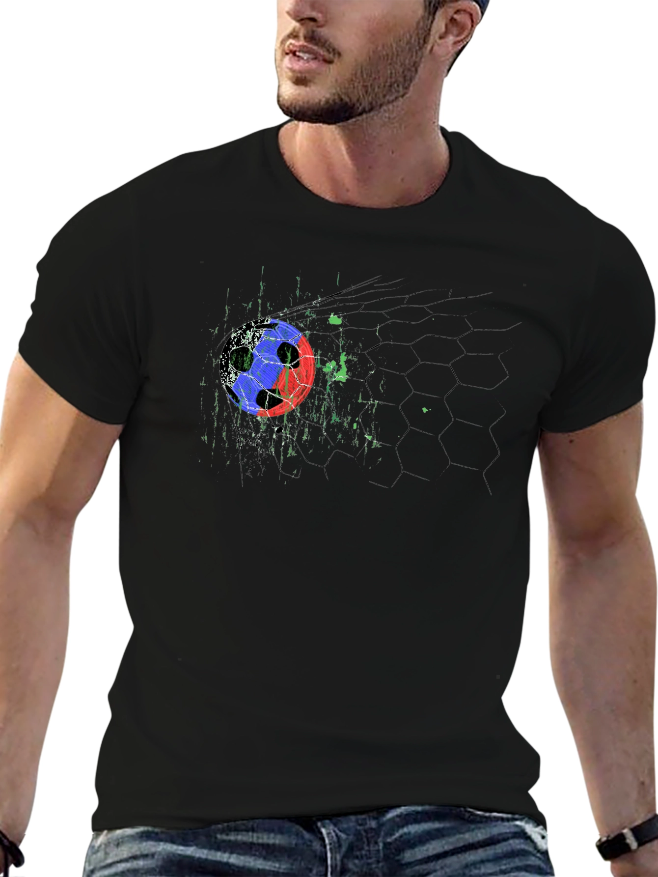 Soccer Goal Graphic Black T-Shirt