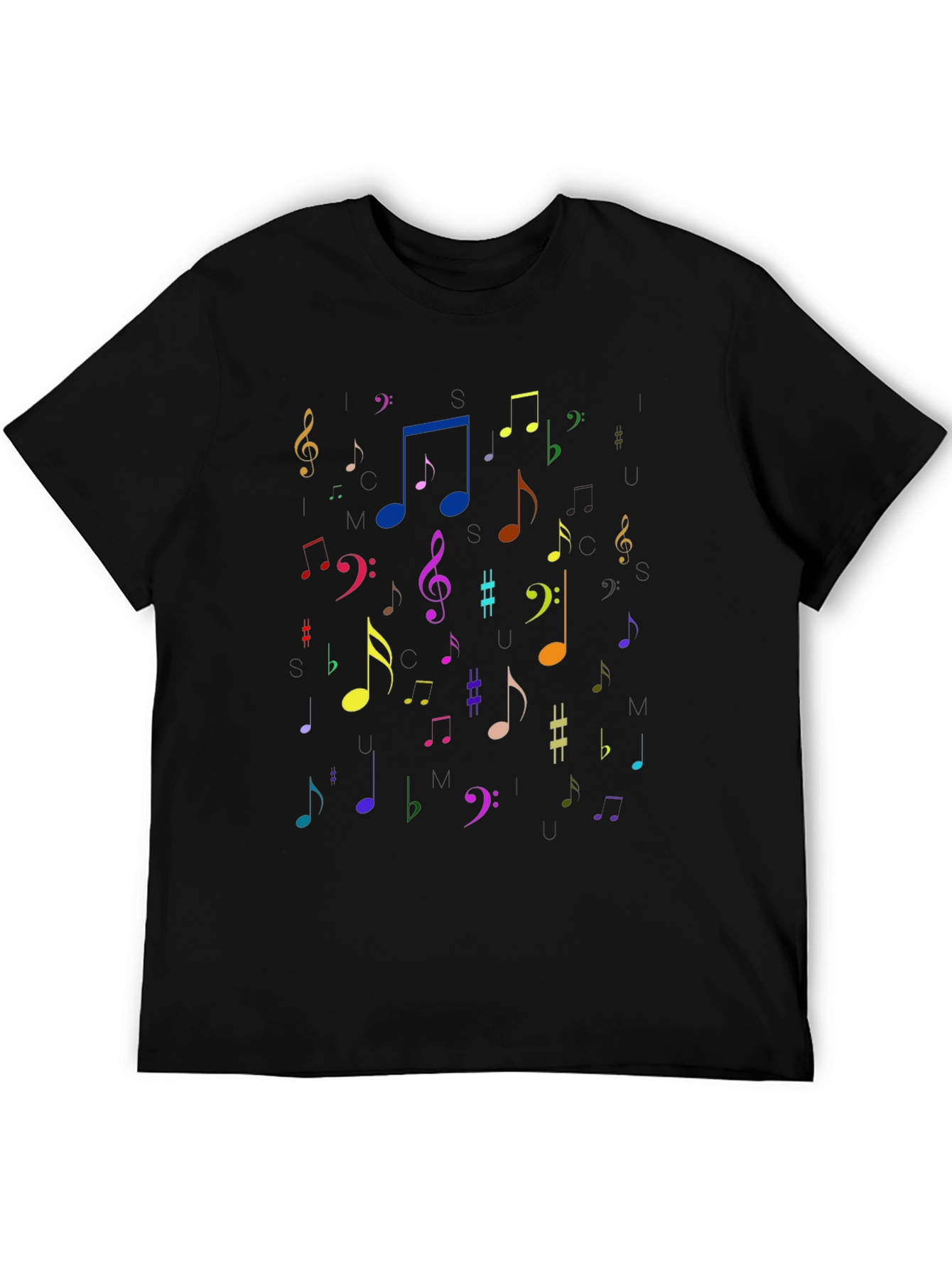 Musical Notes Black T-Shirt