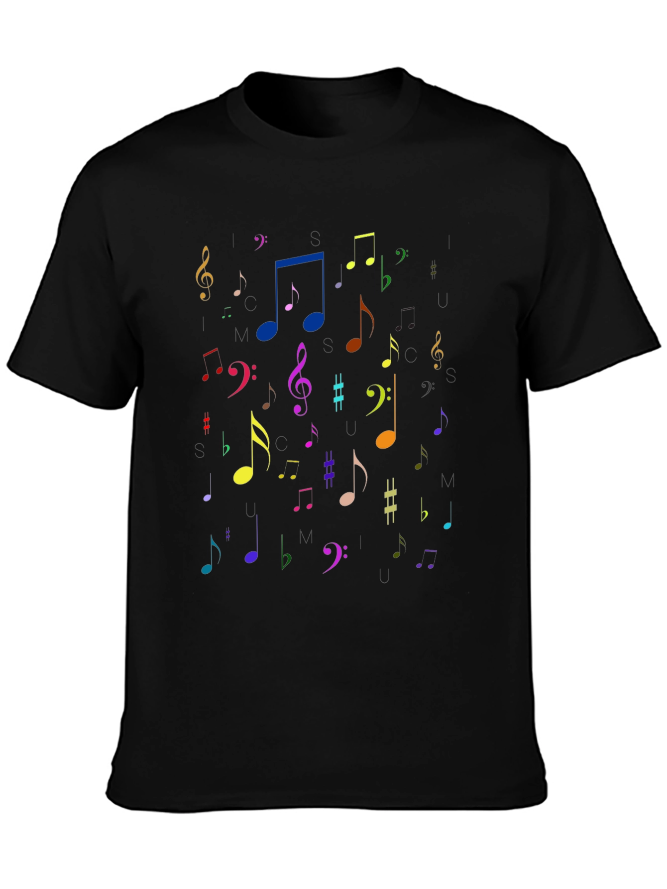 Musical Notes Black T-Shirt