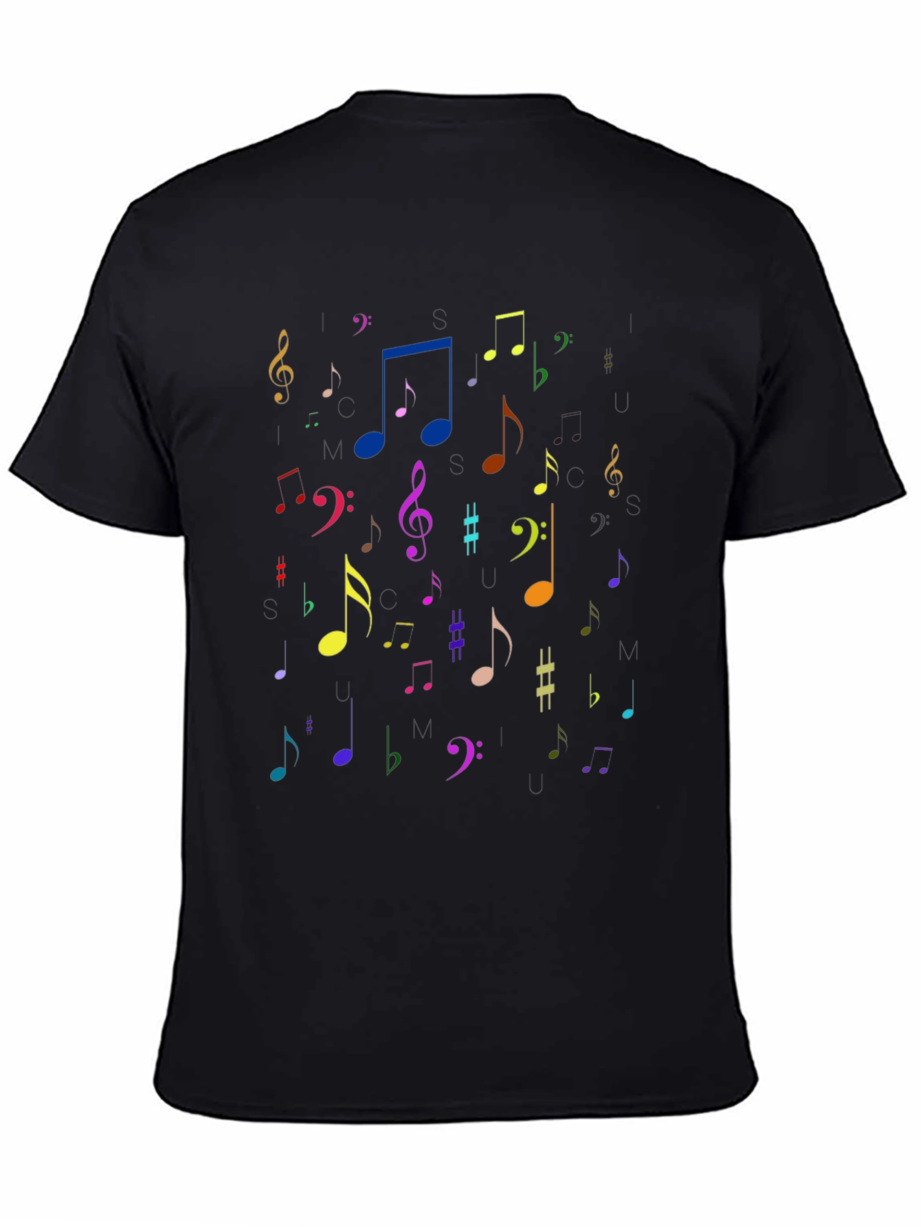 Musical Notes Black T-Shirt