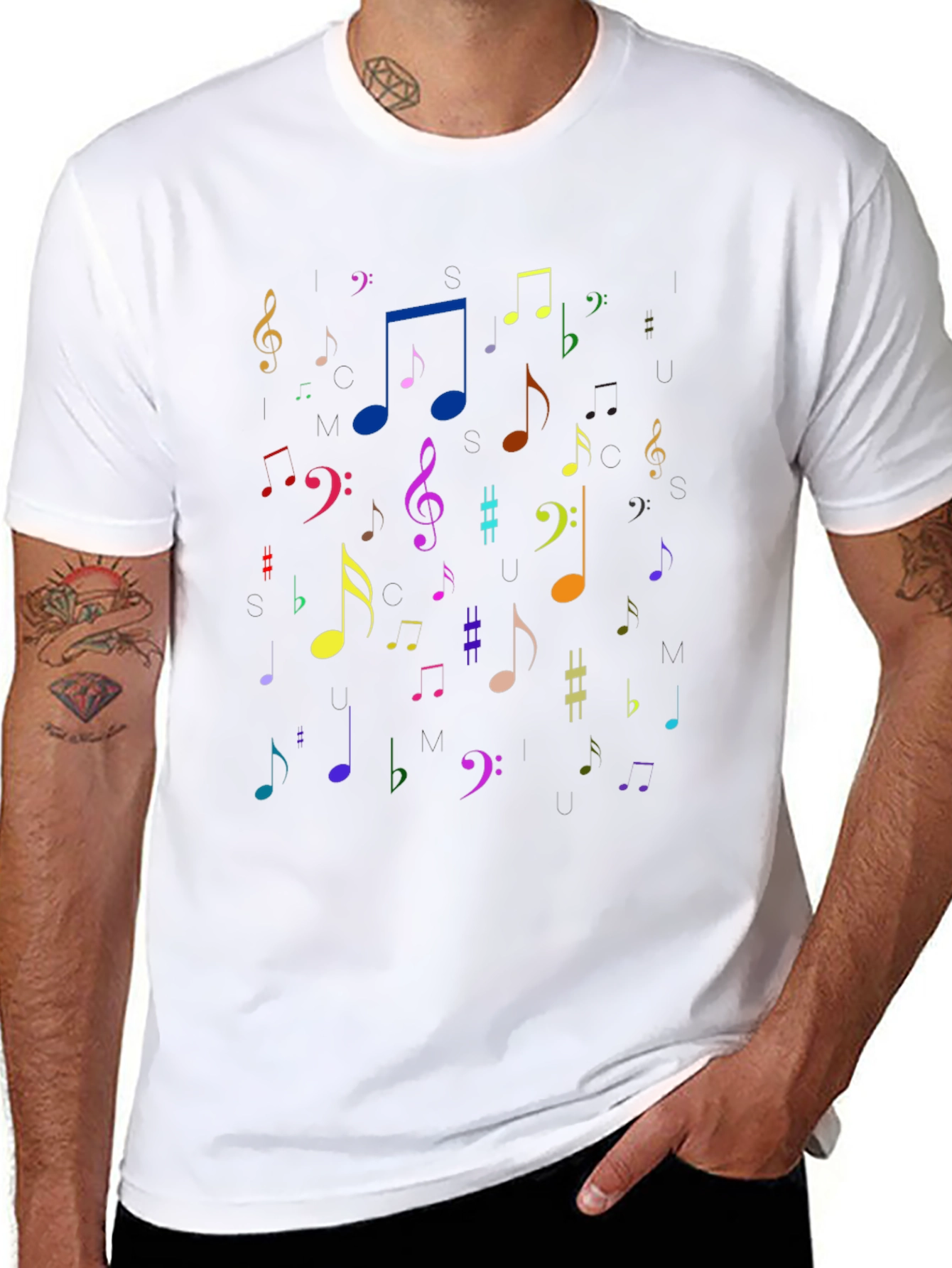 Musical Notes Black T-Shirt