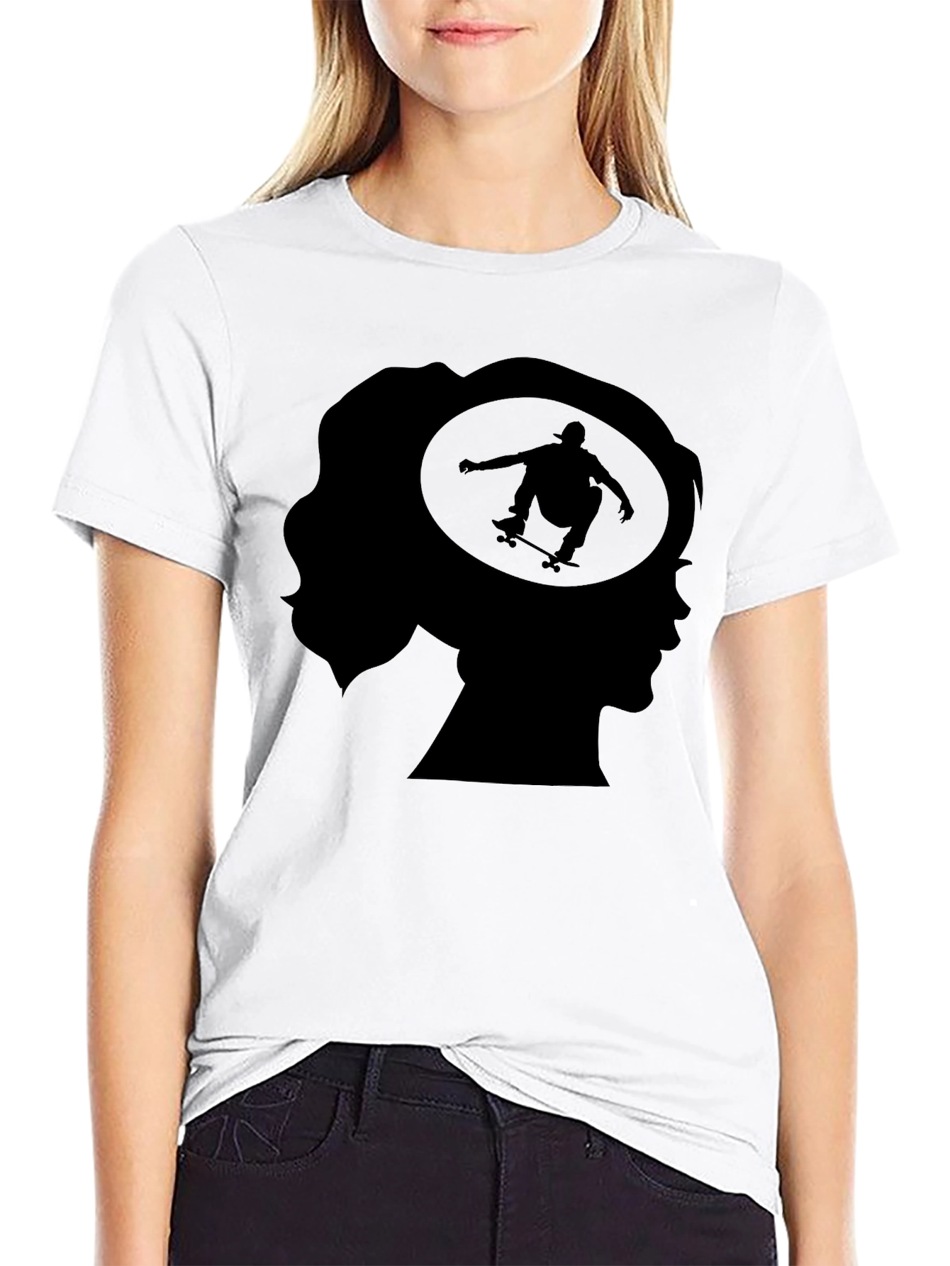 Skater Silhouette Black Graphic T-Shirt