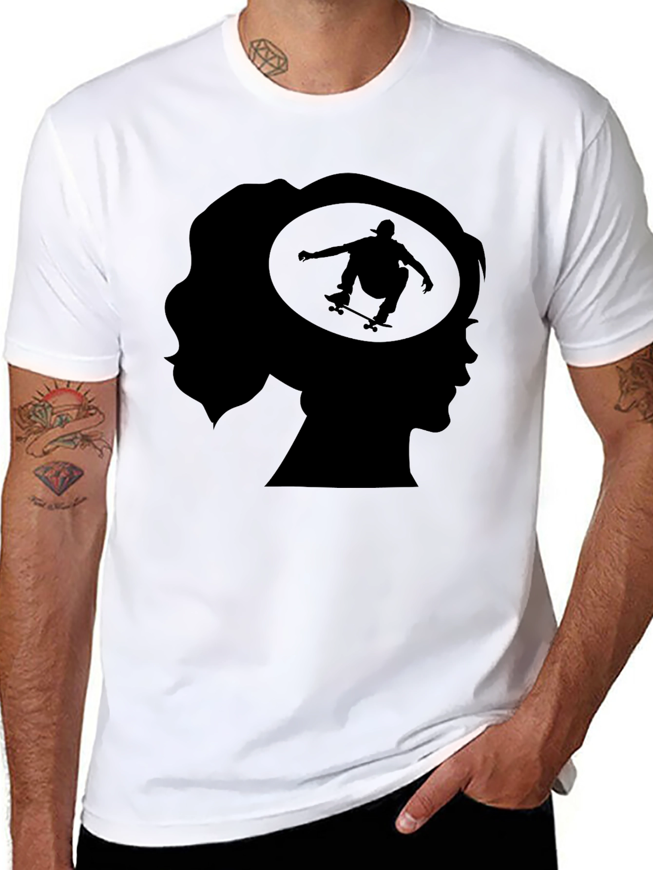 Skater Silhouette Black Graphic T-Shirt