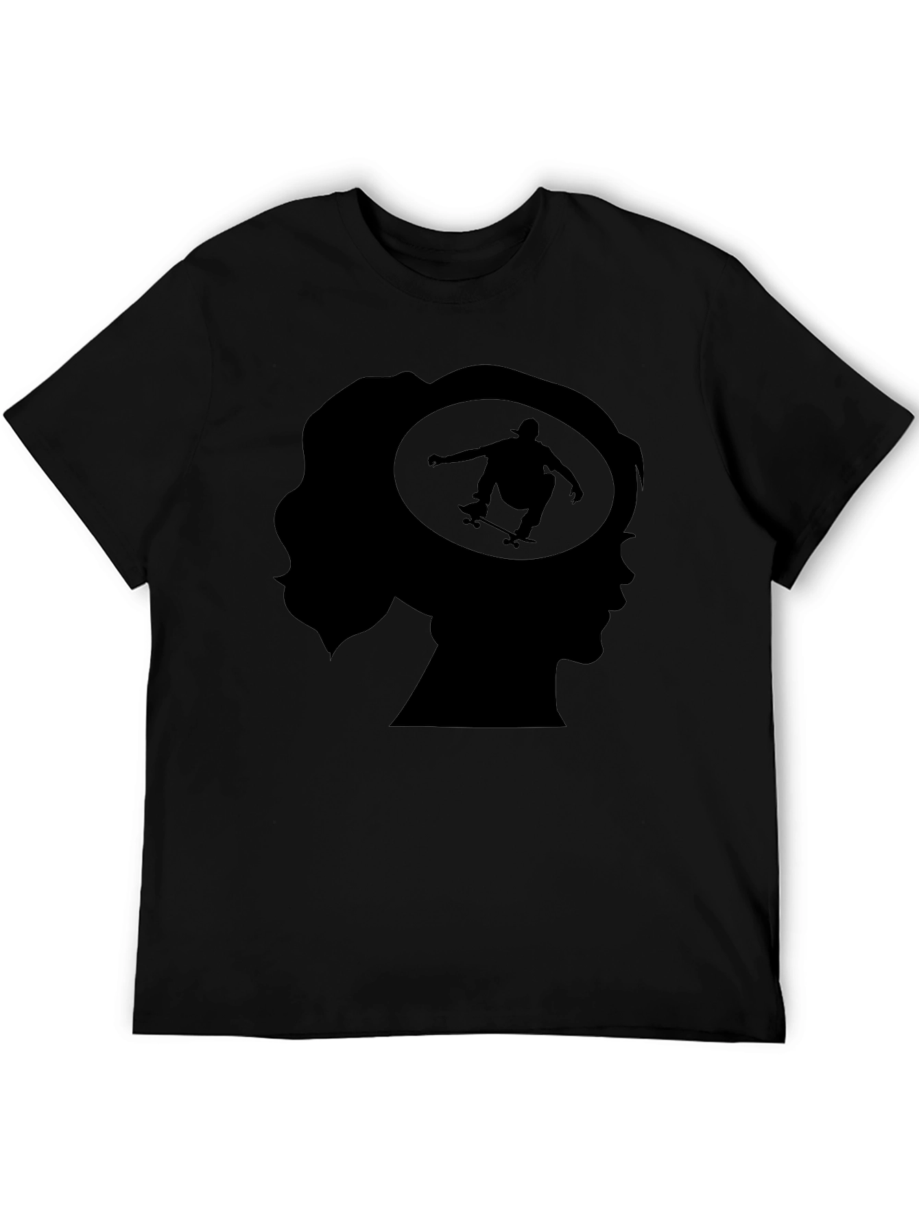 Skater Silhouette Black Graphic T-Shirt