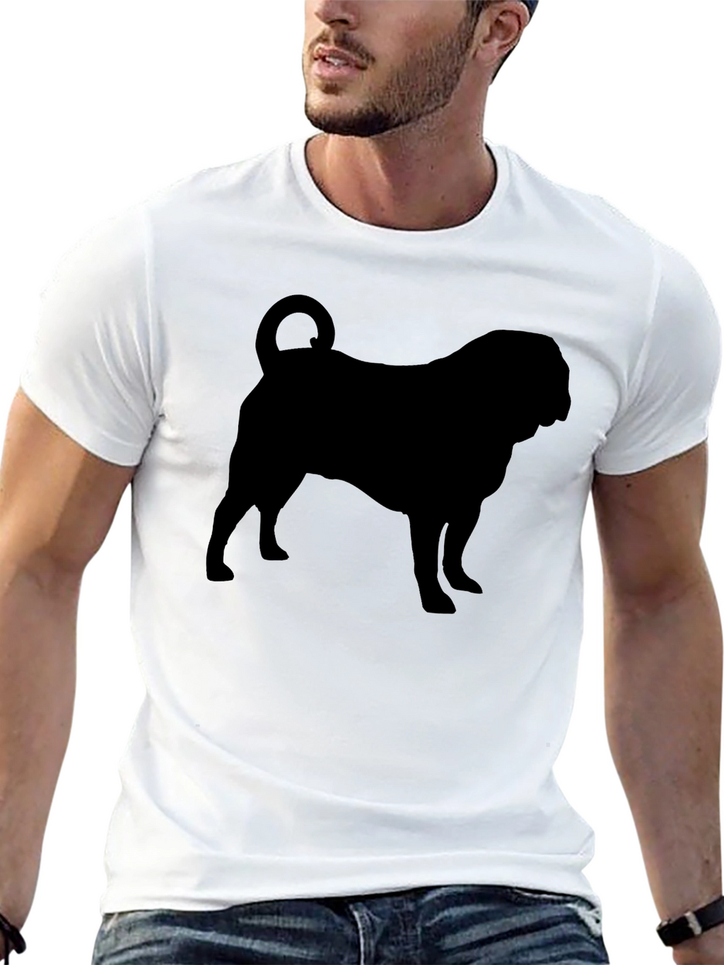 Pug Silhouette Black T-Shirt
