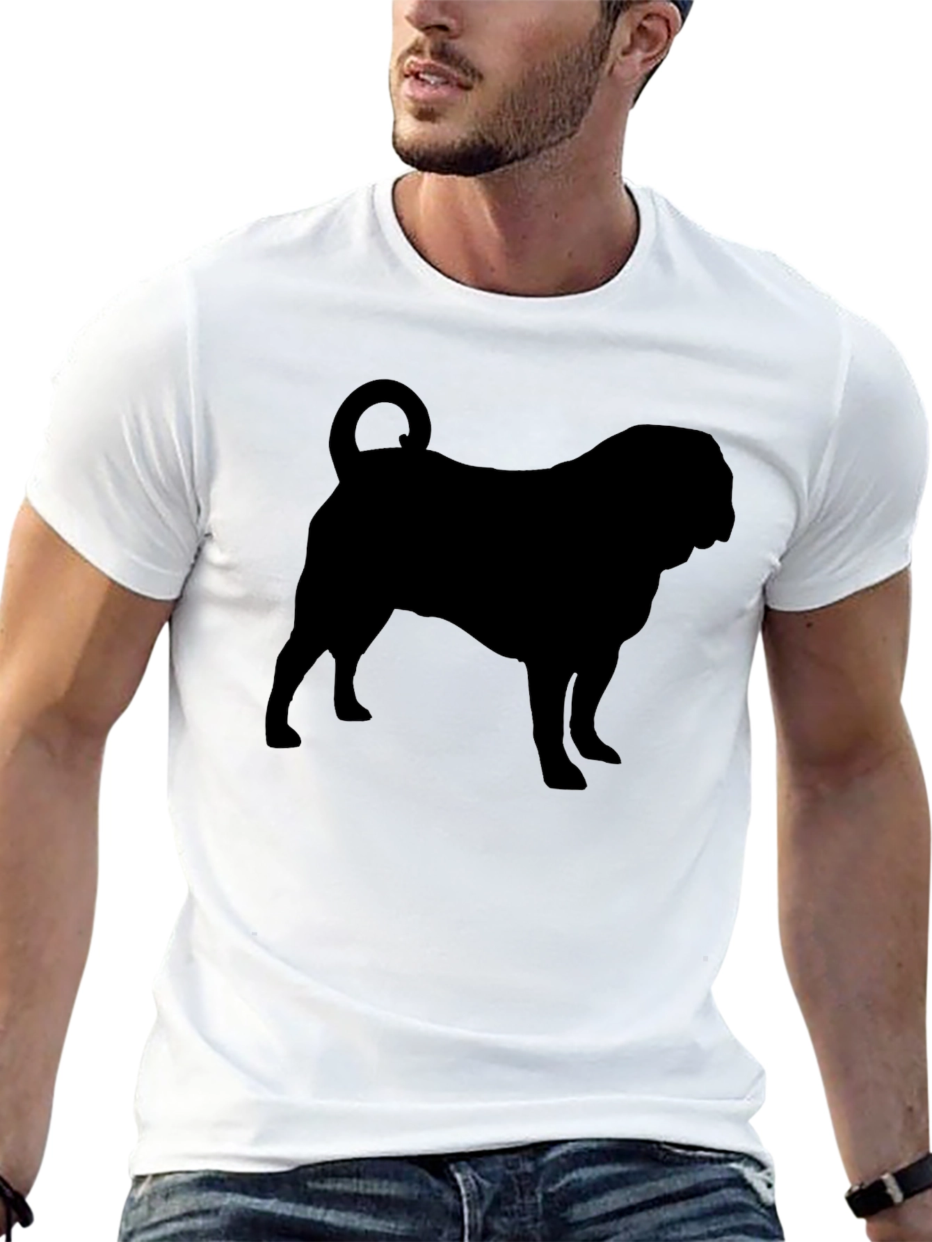 Pug Silhouette Black T-Shirt