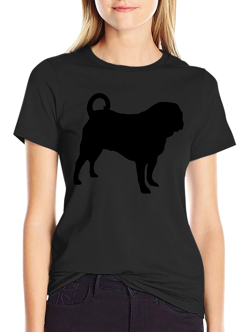 Pug Silhouette Black T-Shirt