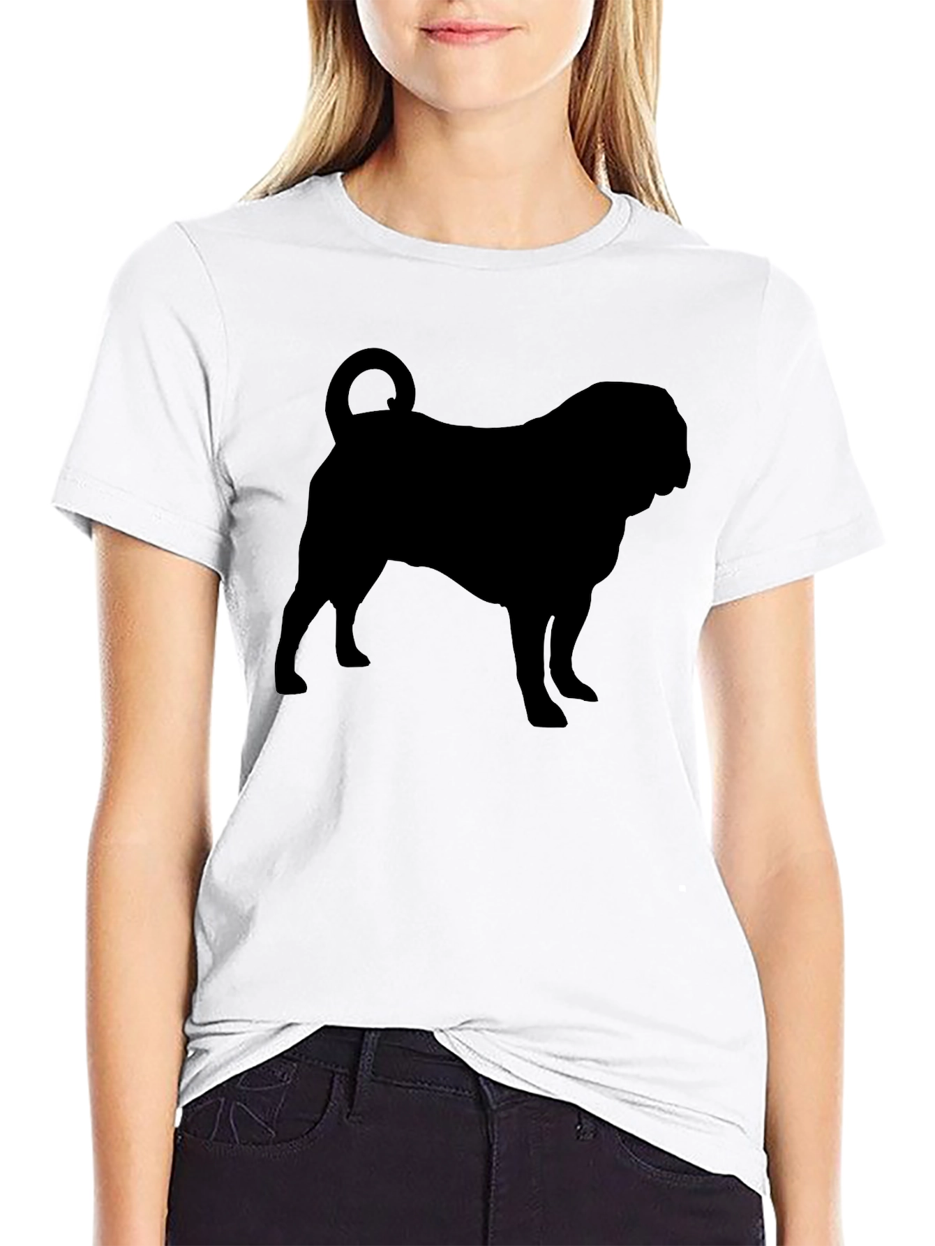 Pug Silhouette Black T-Shirt