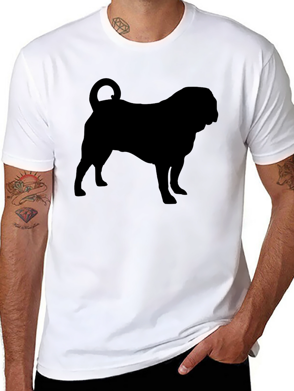 Pug Silhouette Black T-Shirt