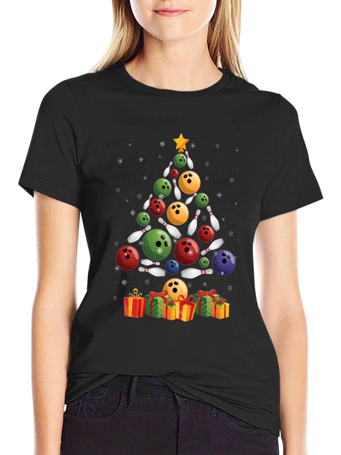 Bowling Christmas Tree T-Shirt