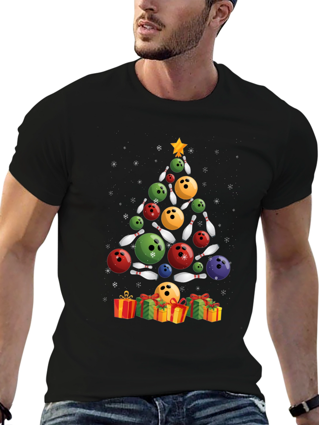 Bowling Christmas Tree T-Shirt